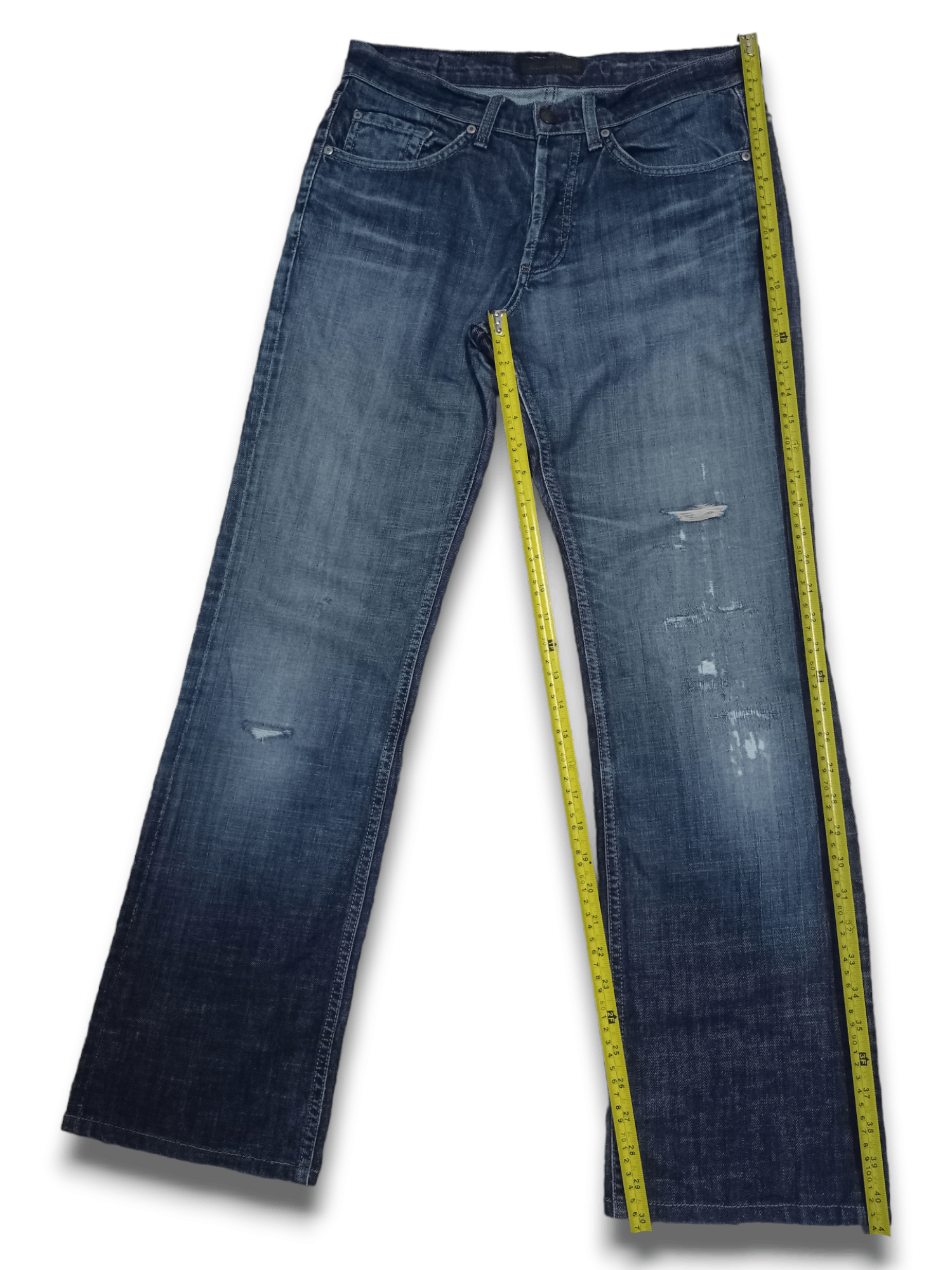 Other Vintage James Cured Blue Wash Distressed Flare Jeans Size US 31 - 12 Thumbnail