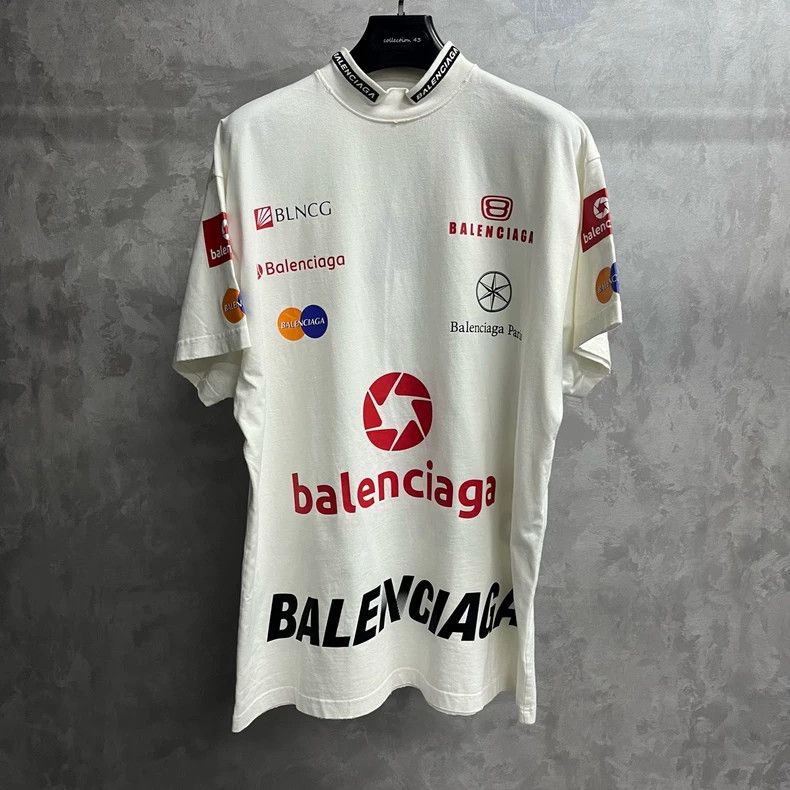 Balenciaga Balenciaga White Logo Print Short Sleeve T-Shirt-yf Size US M / EU 48-50 / 2 - 1 Thumbnail