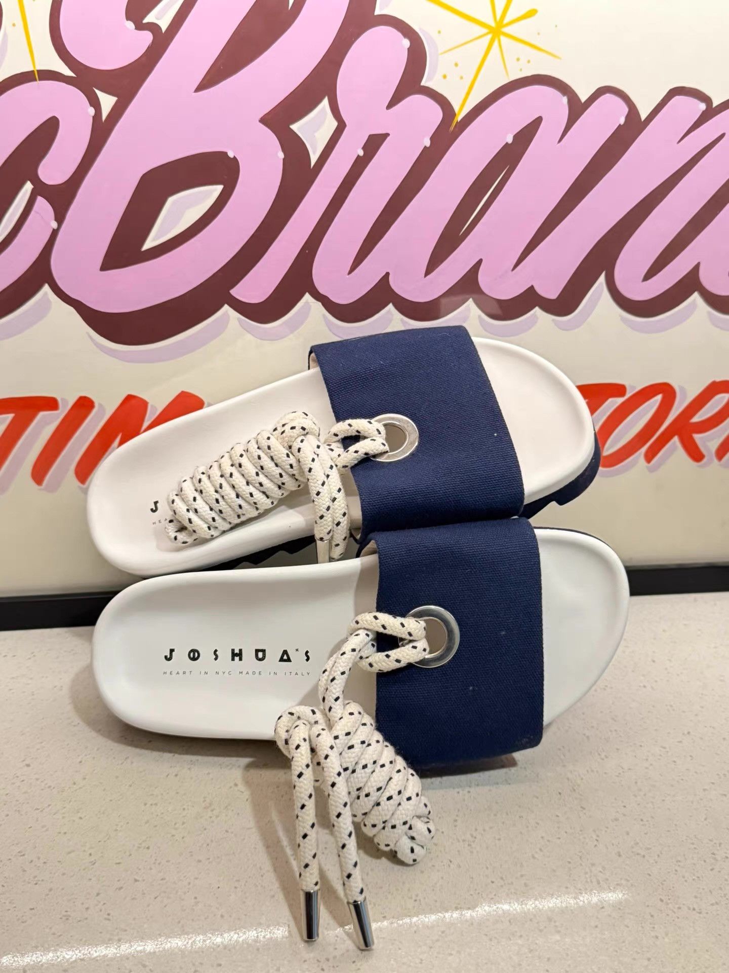 JOSHUA SANDERS Joshua Sanders Beach Slides, White & Blue Ｑ20 Size US 5.5 / EU 38 - 4 Thumbnail