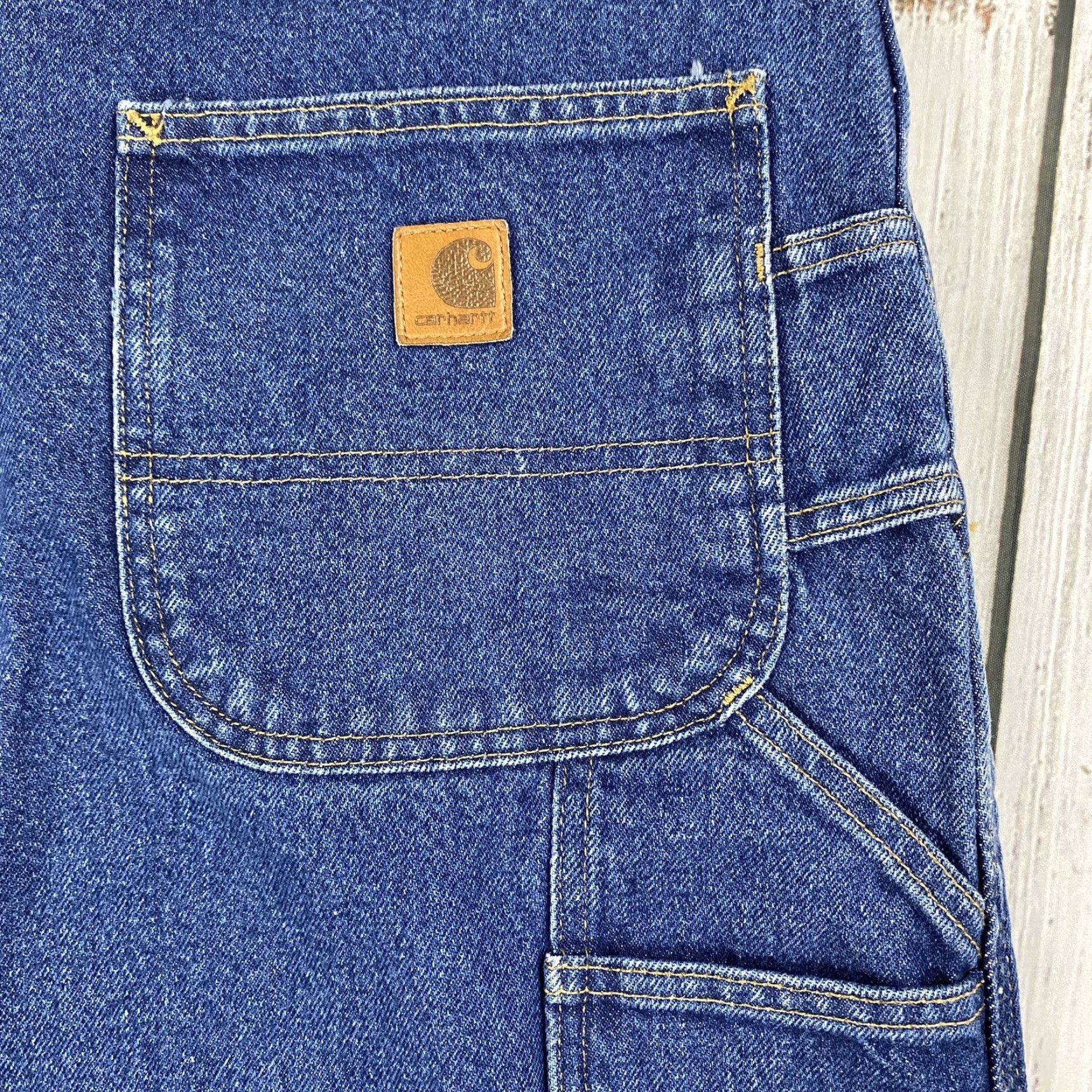 Carhartt VINTAGE Carhartt Dungaree Jeans 42x30 Flannel Lined Blue Denim Work B236 DST Mens Size US 40 / EU 56 - 4 Thumbnail