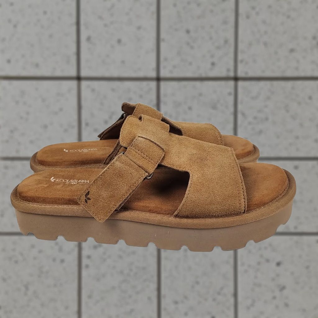 Ugg Koolaburra By UGG Slide Sandals Womens 11 Brown Suede Slip On Platform Casual Walking Logo Sandal Size US 9 / IT 39 - 1 Thumbnail