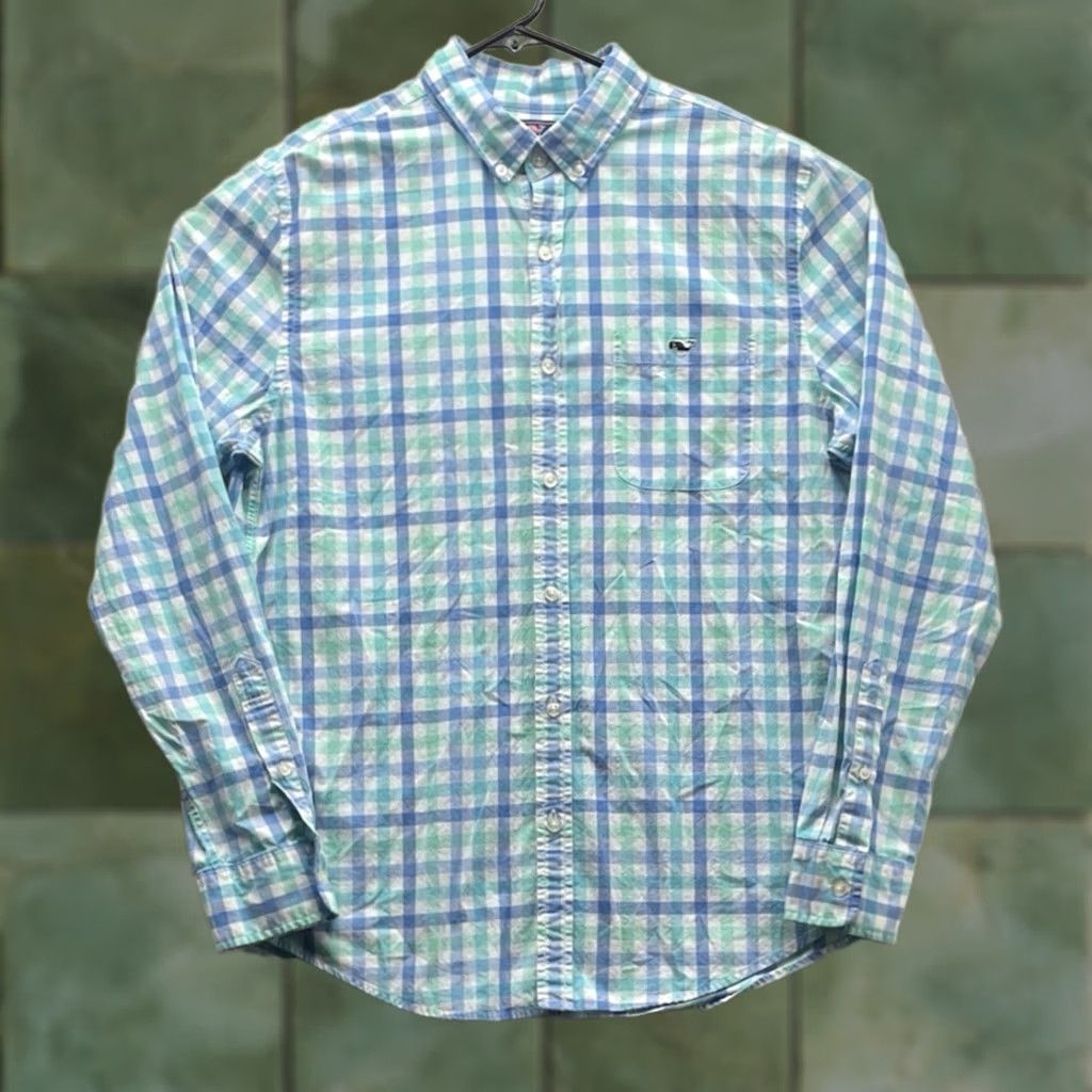 Vineyard Vines Vineyard Vines Tucker Shirt Mens M Slim Fit Plaid Green Blue Check Button-Up Shirt Size US M / EU 48-50 / 2 - 1 Thumbnail