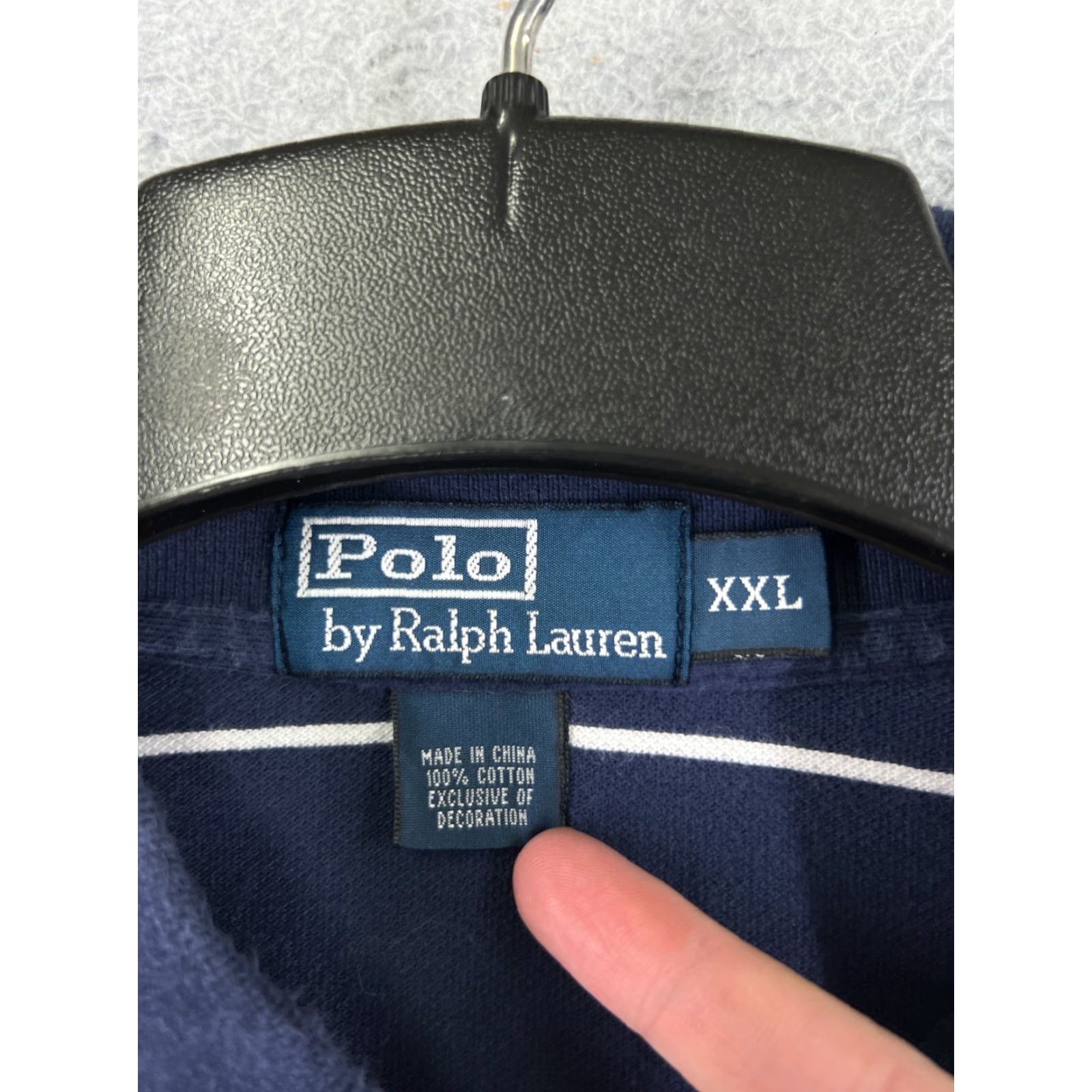 Ralph Lauren VINTAGE Ralph Lauren Polo Shirt Men 2XL Blue Stripe 100% Cotton Knit Polo Shirt Mens Regular Blue Stripe 2XL Size US XXL / EU 58 / 5 - 7 Thumbnail