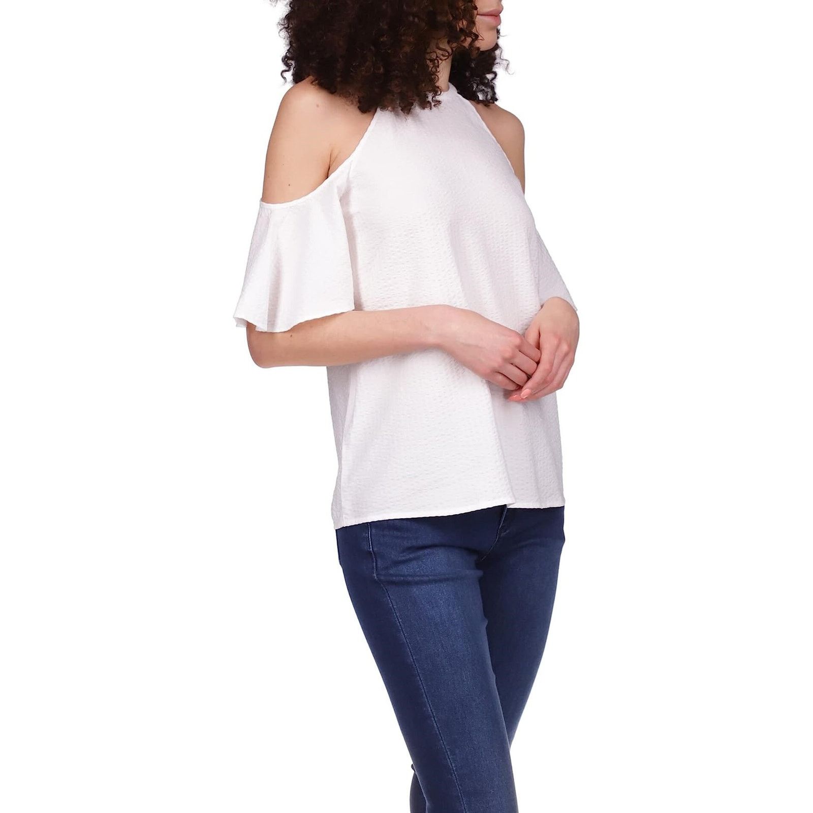 Michael Kors Michael Kors Women White Viscose Cold-Shoulder Top Size L Size L / US 10 / IT 46 - 2 Thumbnail