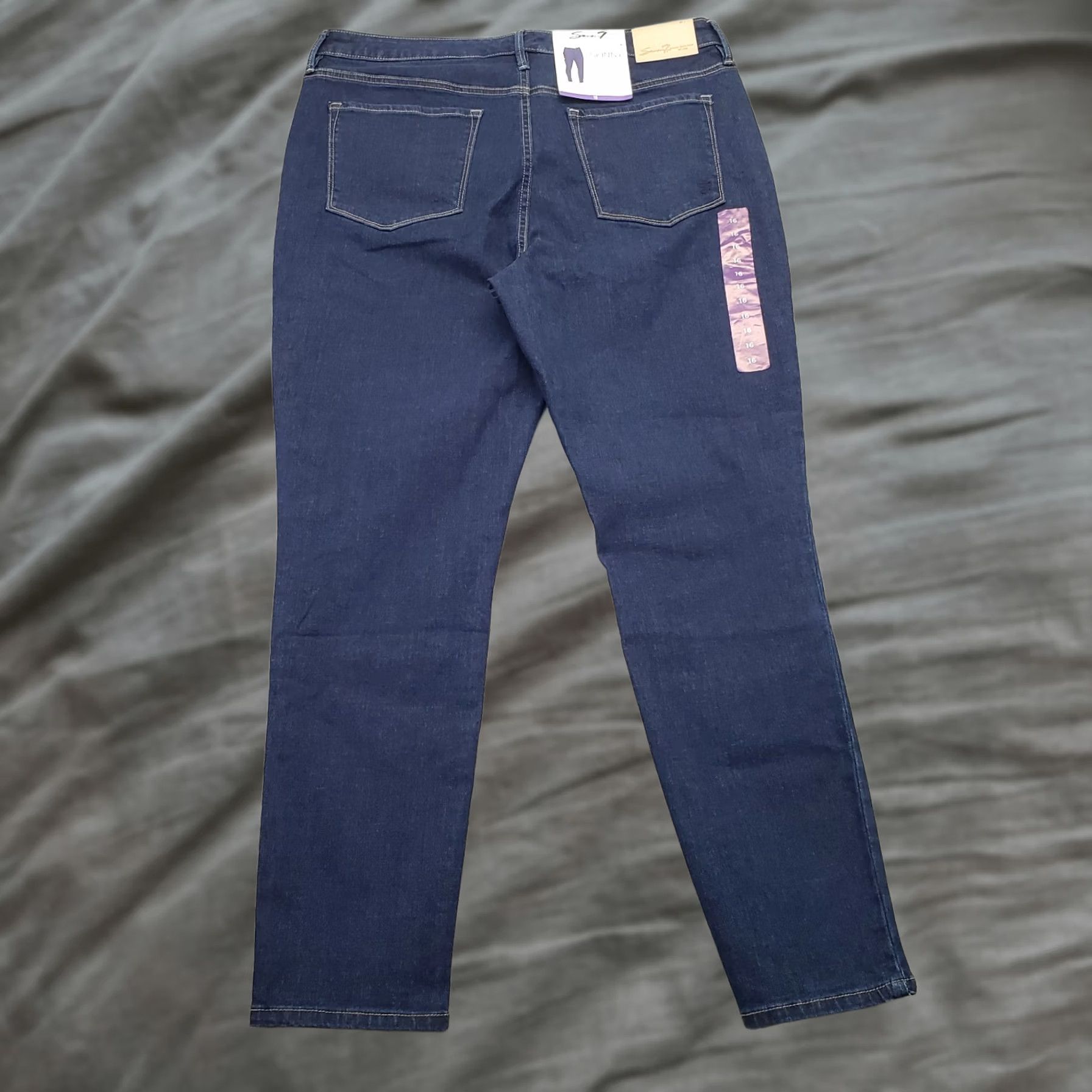 Vintage Seven7 Skinny Jeans Women's 16 Blue Denim High Rise 5-Pocket Dark Wash Jeans Size 38" / US 16 / IT 52 - 1 Thumbnail