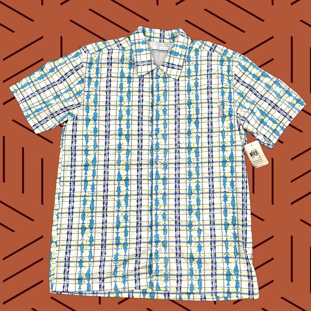 Vintage COLUMBIA Shirt Mens Small White Blue Yellow PFG Fishing Button Up Short Sleeve Size US S / EU 44-46 / 1 - 1 Thumbnail