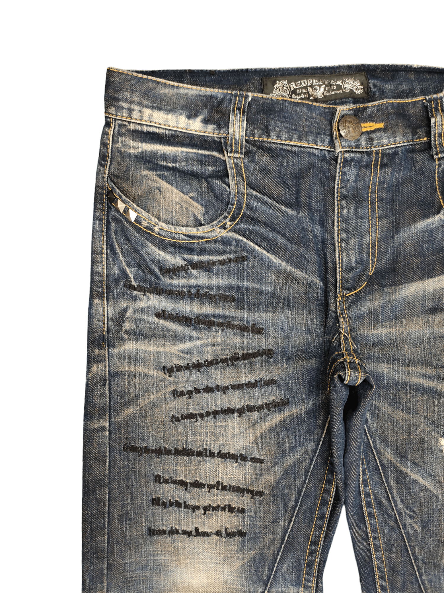 Tornado Mart Wide Leg Jeans Red Pepper Denim Rare Design Y2k Distress Size US 32 / EU 48 - 12 Thumbnail