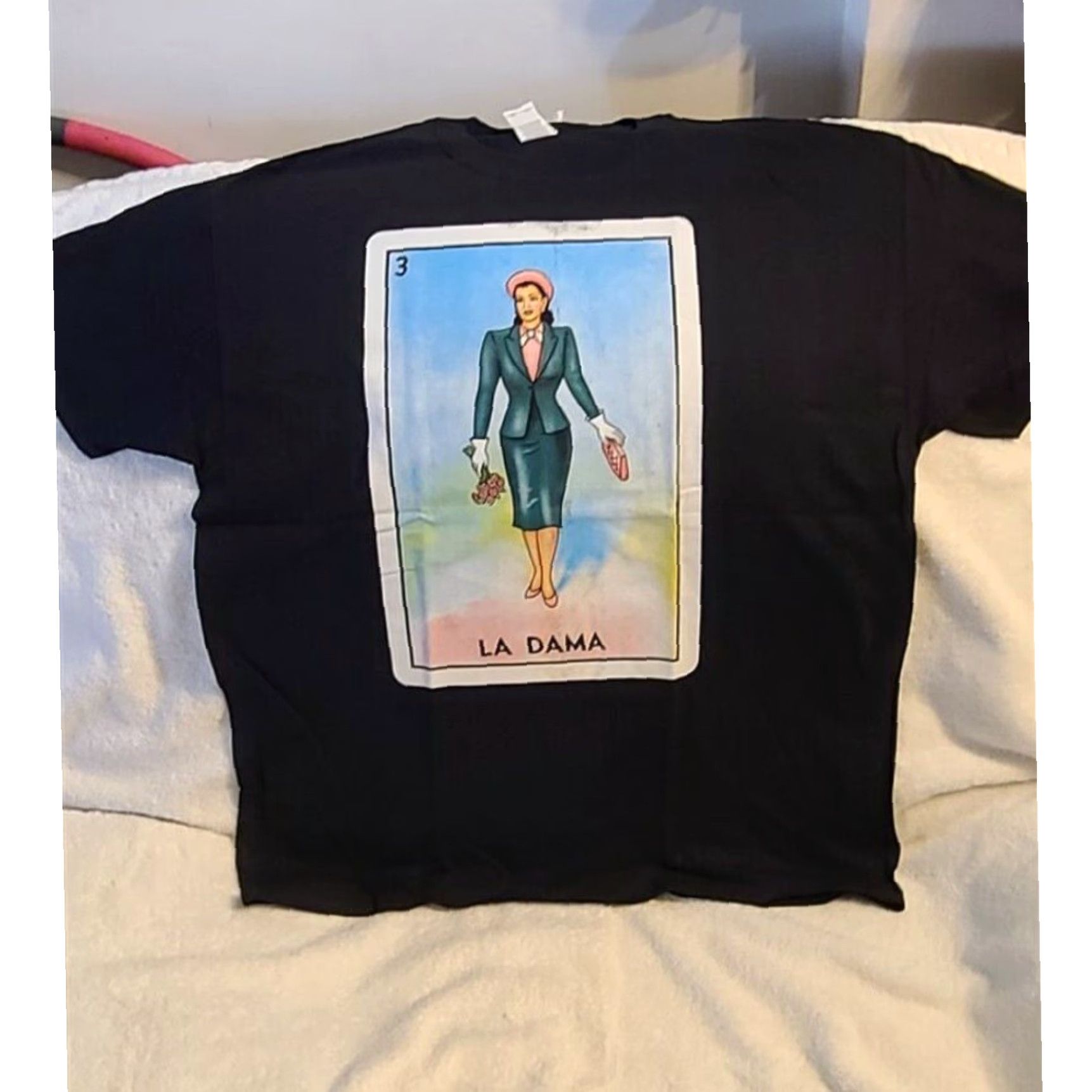 Vintage La Dama Mexico Mexican Loteria Mens T Shirt Black Extra Large XL Cotton Size US XL / EU 56 / 4 - 1 Thumbnail