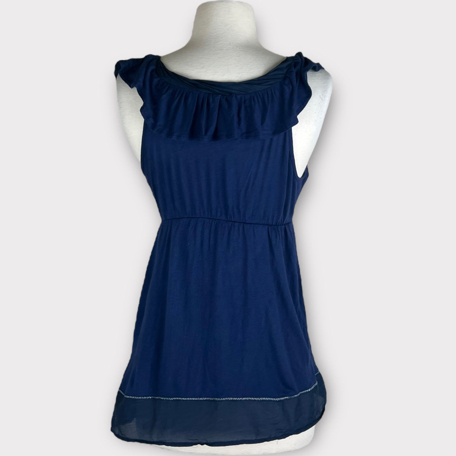 Vintage Delia Vintage Y2K Boho Empire Waist Navy Silk Blend Top Size S / US 4 / IT 40 - 4 Thumbnail