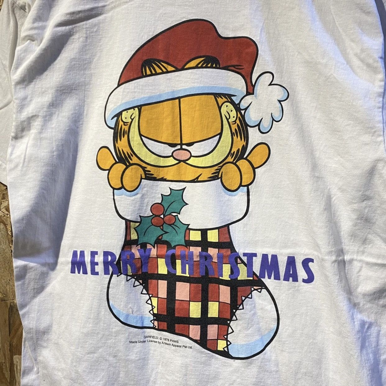 Cartoon Network × Vintage Vintage 90s Garfield Merry Christmas Tee (Calvin and Hobbes) Size US M / EU 48-50 / 2 - 3 Thumbnail