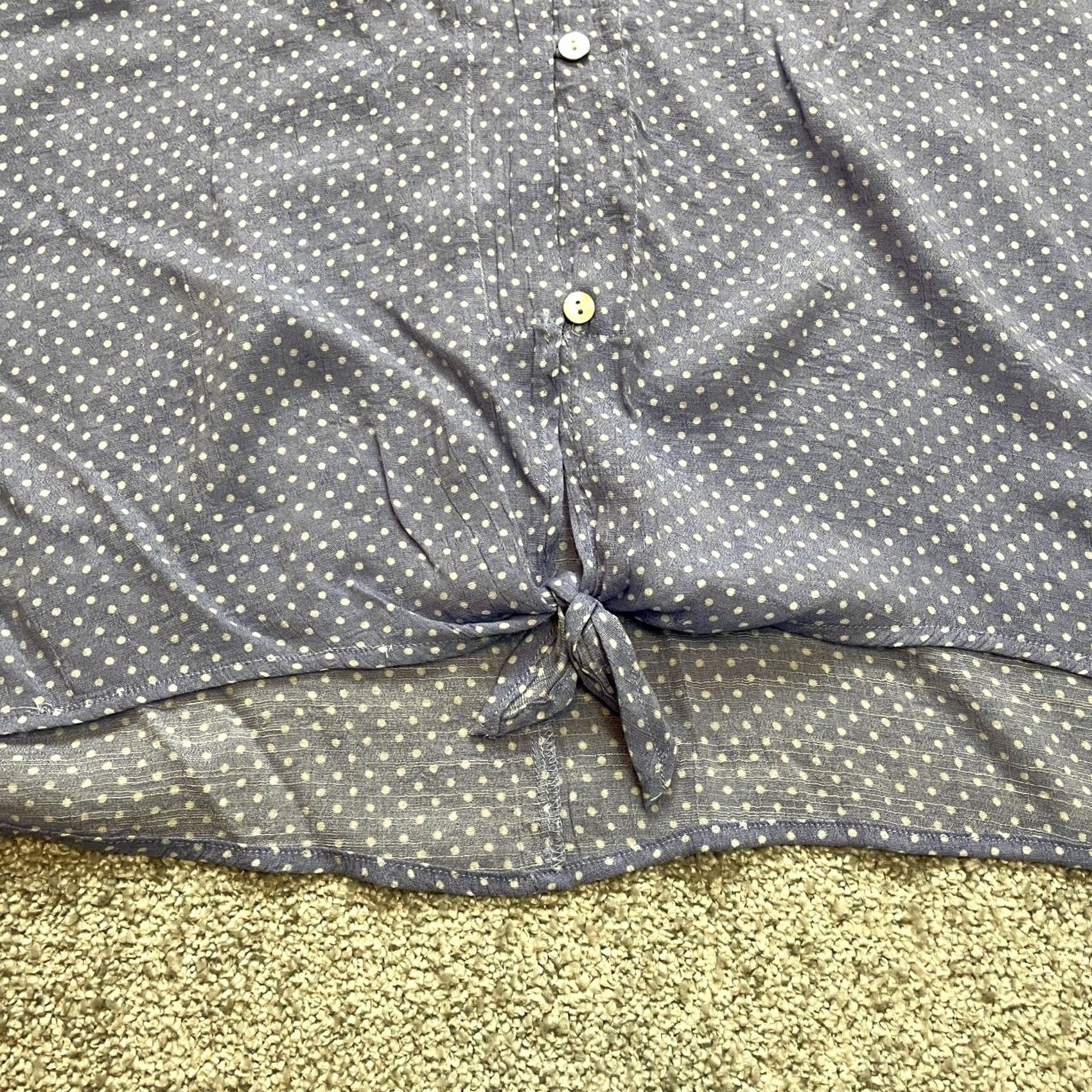 FRED Fred David Womens Button Up Shirt 3X Light Blue Polka Dot Short Sleeve Size XXL / US 16-18 / IT 52-54 - 6 Thumbnail
