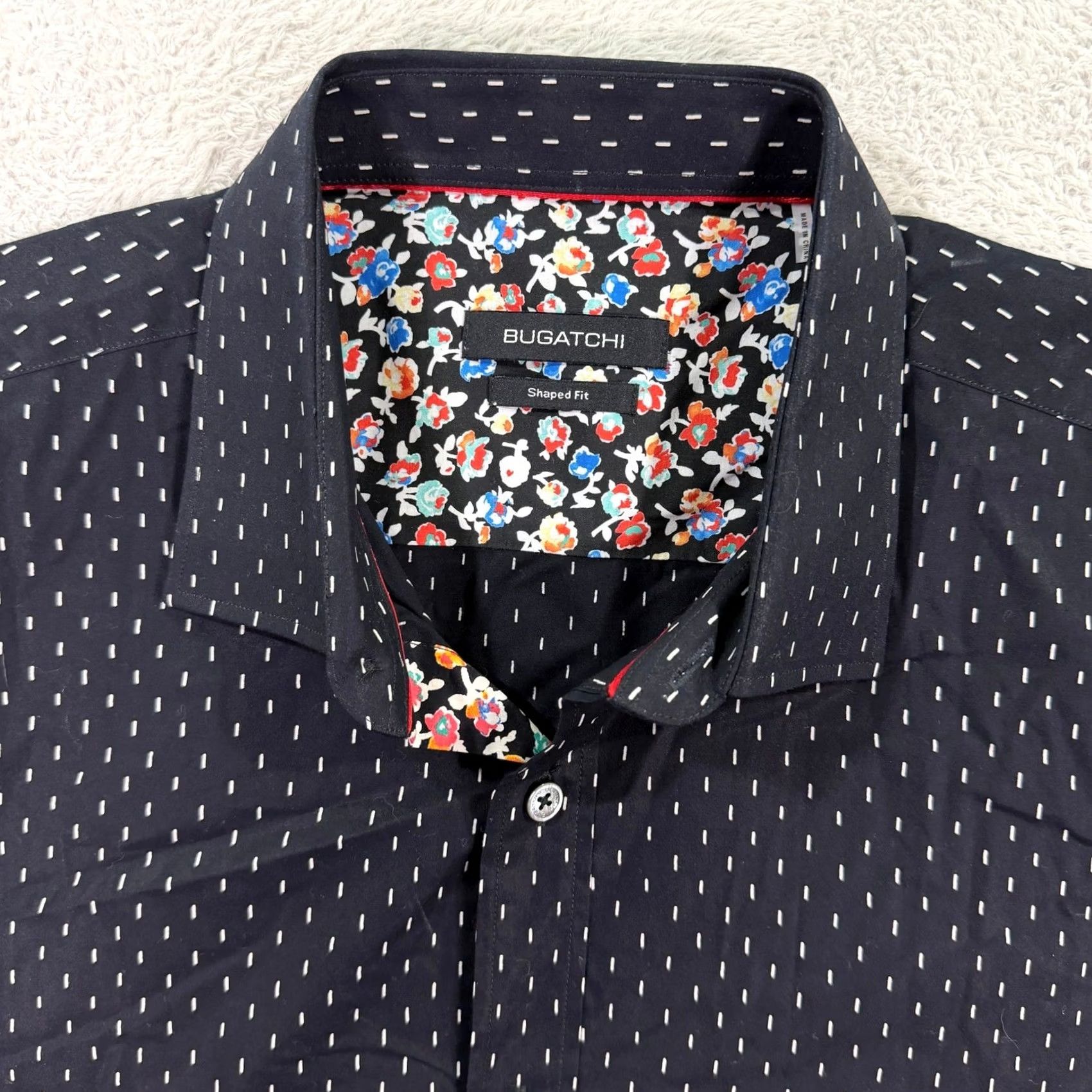 BUGATCHI Bugatchi Mens Large Button Up Shirt - Modern Black Floral Pattern Size US L / EU 52-54 / 3 - 2 Thumbnail