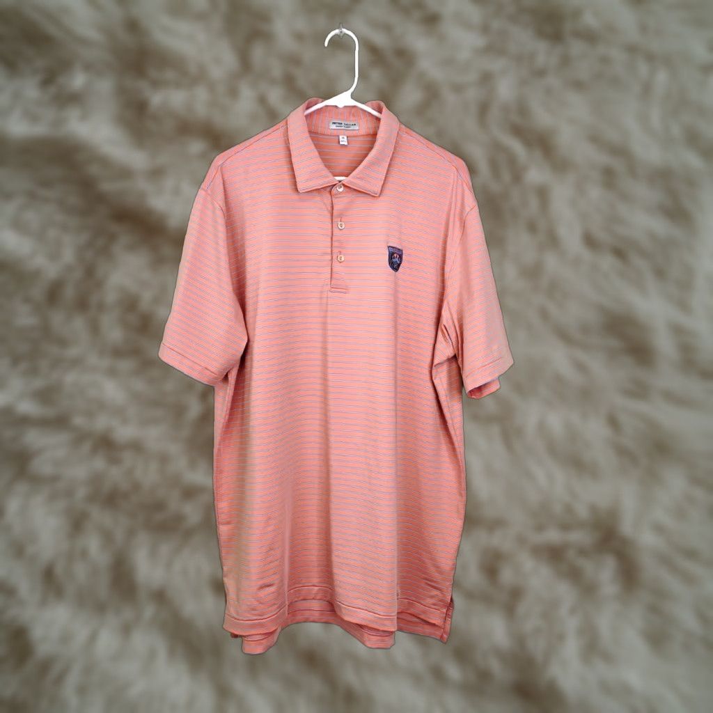 Peter Millar Peter Millar Summer Comfort Polo Mens XL Orange Striped Short Sleeve Golf Size US XL / EU 56 / 4 - 1 Thumbnail