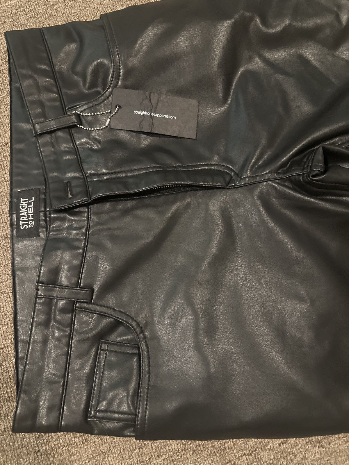 Straight To Hell Straight To Hell Black Faux Leather Pants Size US 32 / EU 48 - 3 Thumbnail