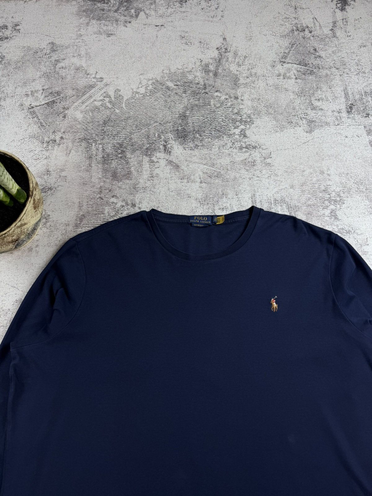 Polo Ralph Lauren Polo Ralph Lauren XXL Cotton Slim Fit Crew Neck Long-Sleeve Blue T Shirt Jersey Size US XXL / EU 58 / 5 - 5 Thumbnail
