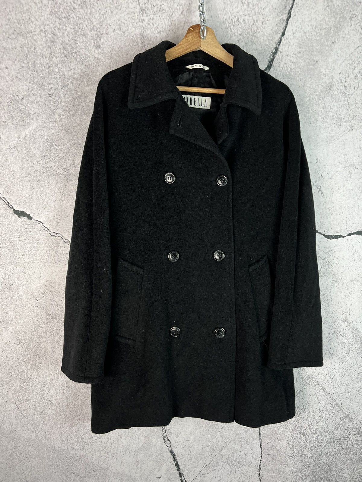 Marella designer luxury Black Coat Wool Agora Outerwear