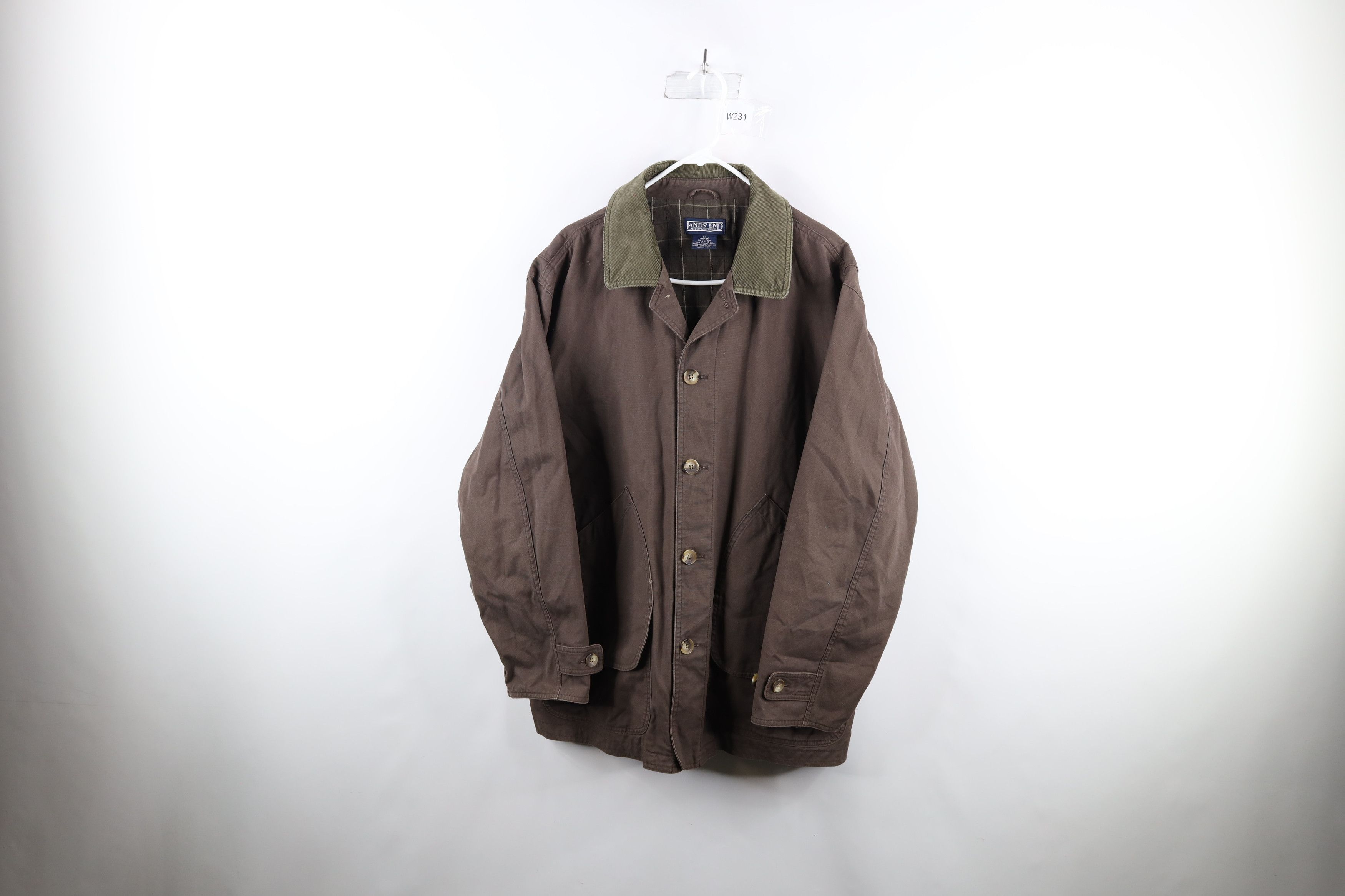 Lands' End × Vintage Vintage 90s Lands End Flannel Lined Chore Barn Jacket Brown Size US XL / EU 56 / 4 - 1 Thumbnail