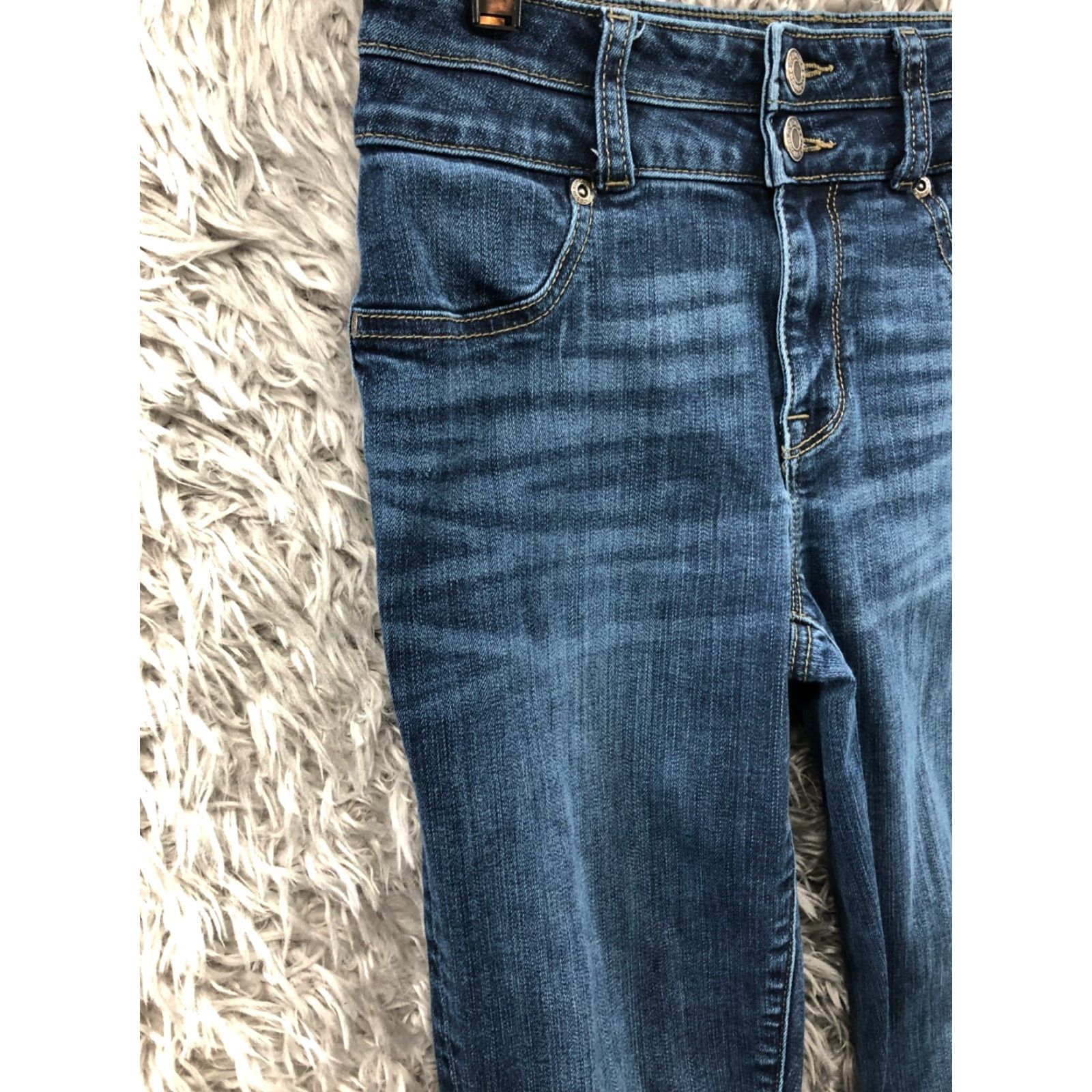 Vintage Maurices Jeans Skinny High Rise Regular XS Womens Dark Blue Denim 5-Pocket Logo Zipper Belt Loops Size 26" / US 2 / IT 38 - 5 Thumbnail