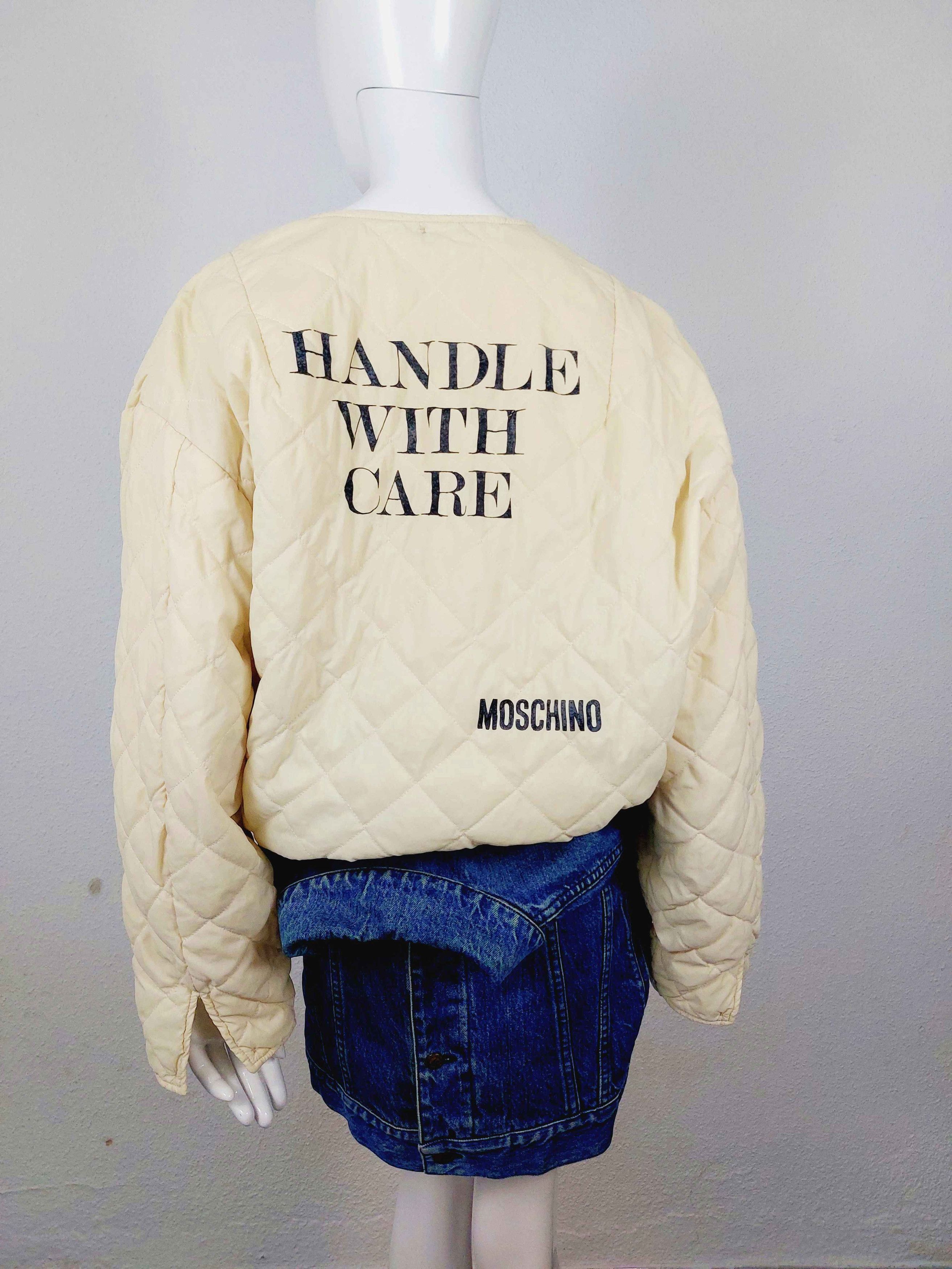 Moschino Moschino Jeans Handle With Care Denim Liner Jacket Size US M / EU 48-50 / 2 - 6 Thumbnail