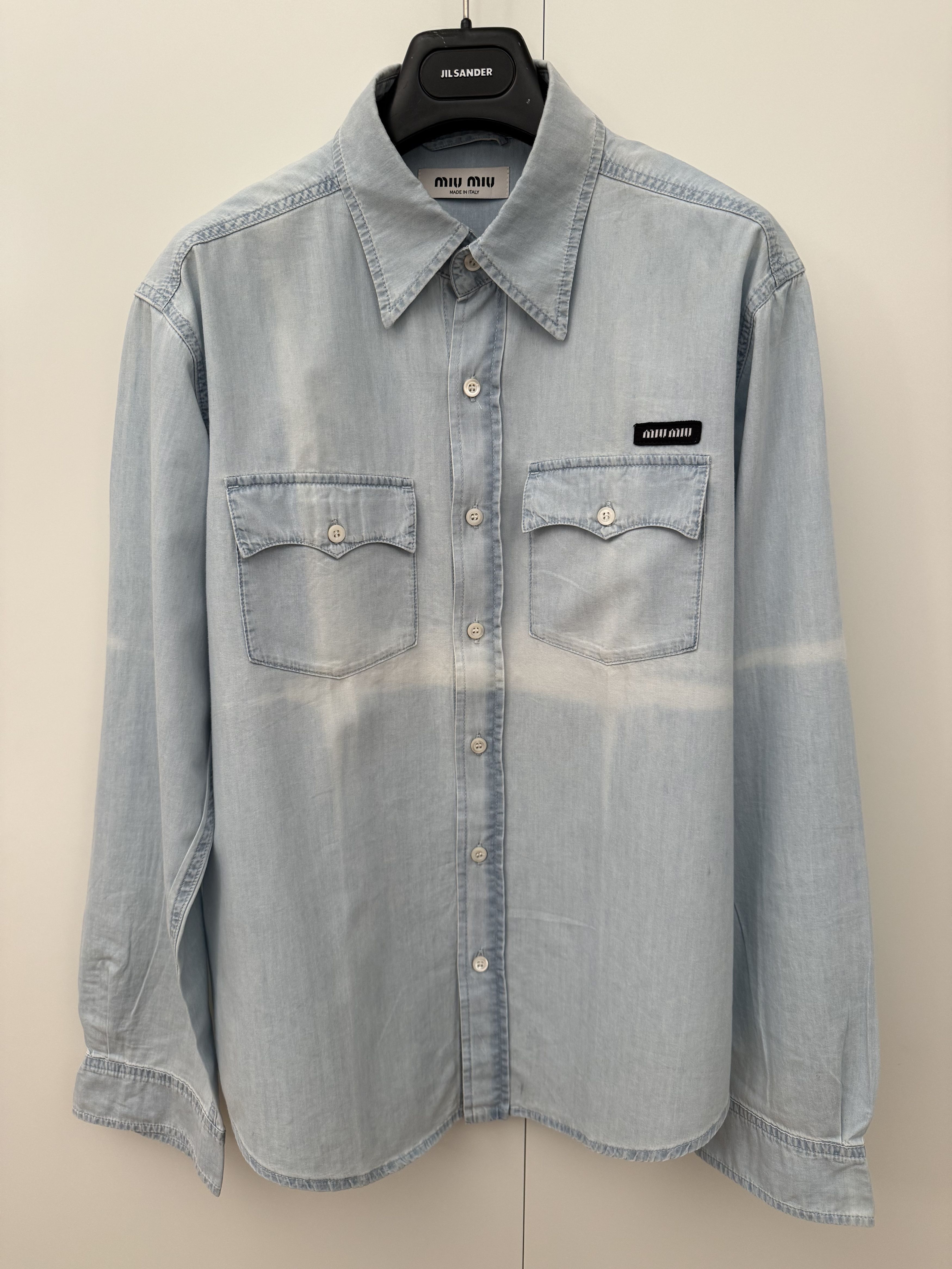 Miu Miu Miu Miu Washed Chambray Shirt € 1,000 Size L / US 10 / IT 46 - 1 Thumbnail