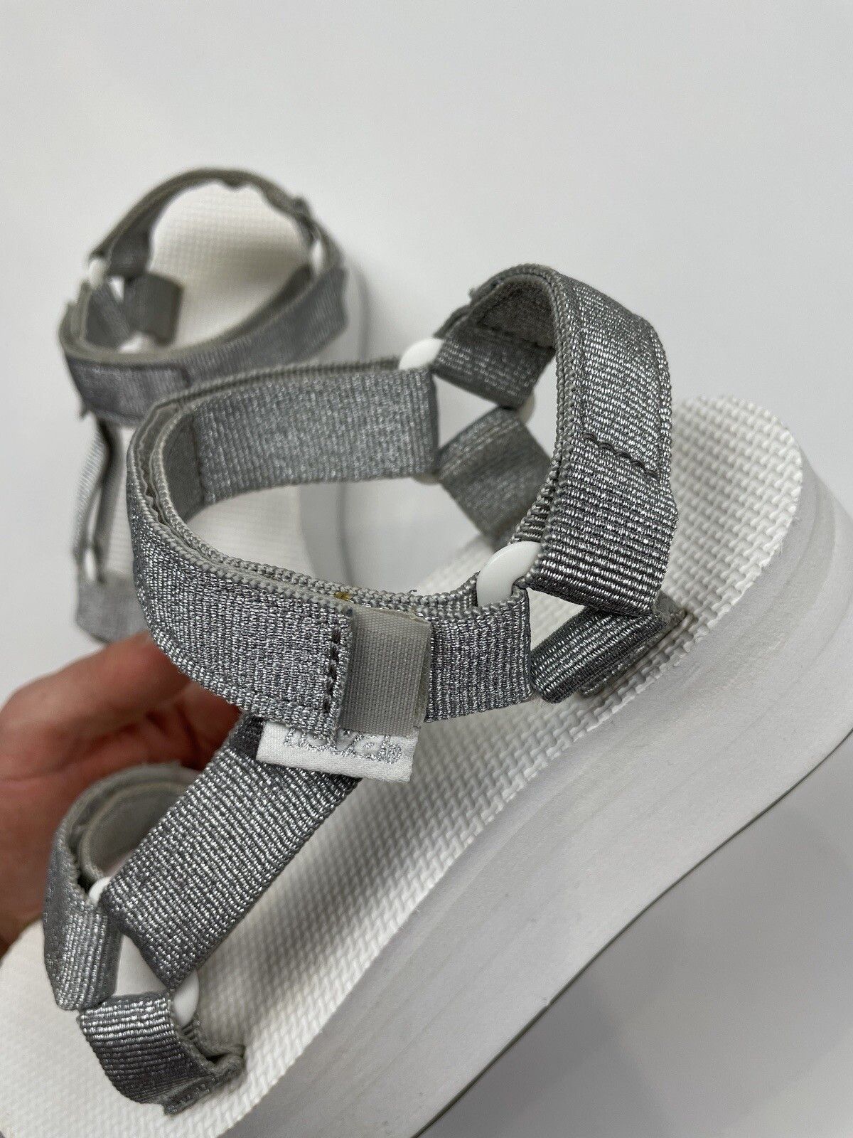 Teva Teva Silver Flatform Sandals Platform Size US 9 / IT 39 - 8 Thumbnail
