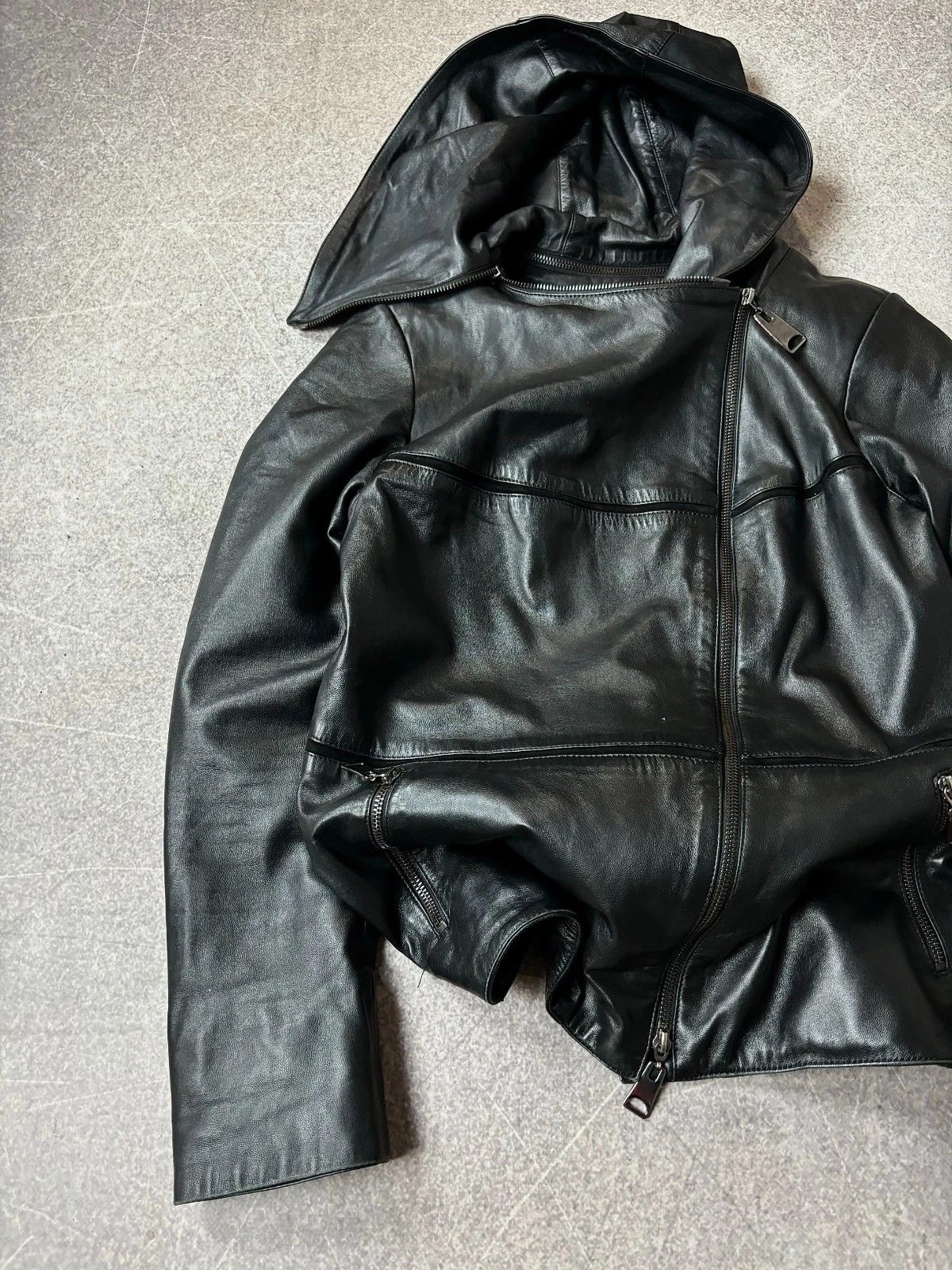 Yohji Yamamoto RICK OWENS TYPE! ASSYMETRICAL MULTI ZIPPER LEATHER JACKET Size US S / EU 44-46 / 1 - 5 Thumbnail