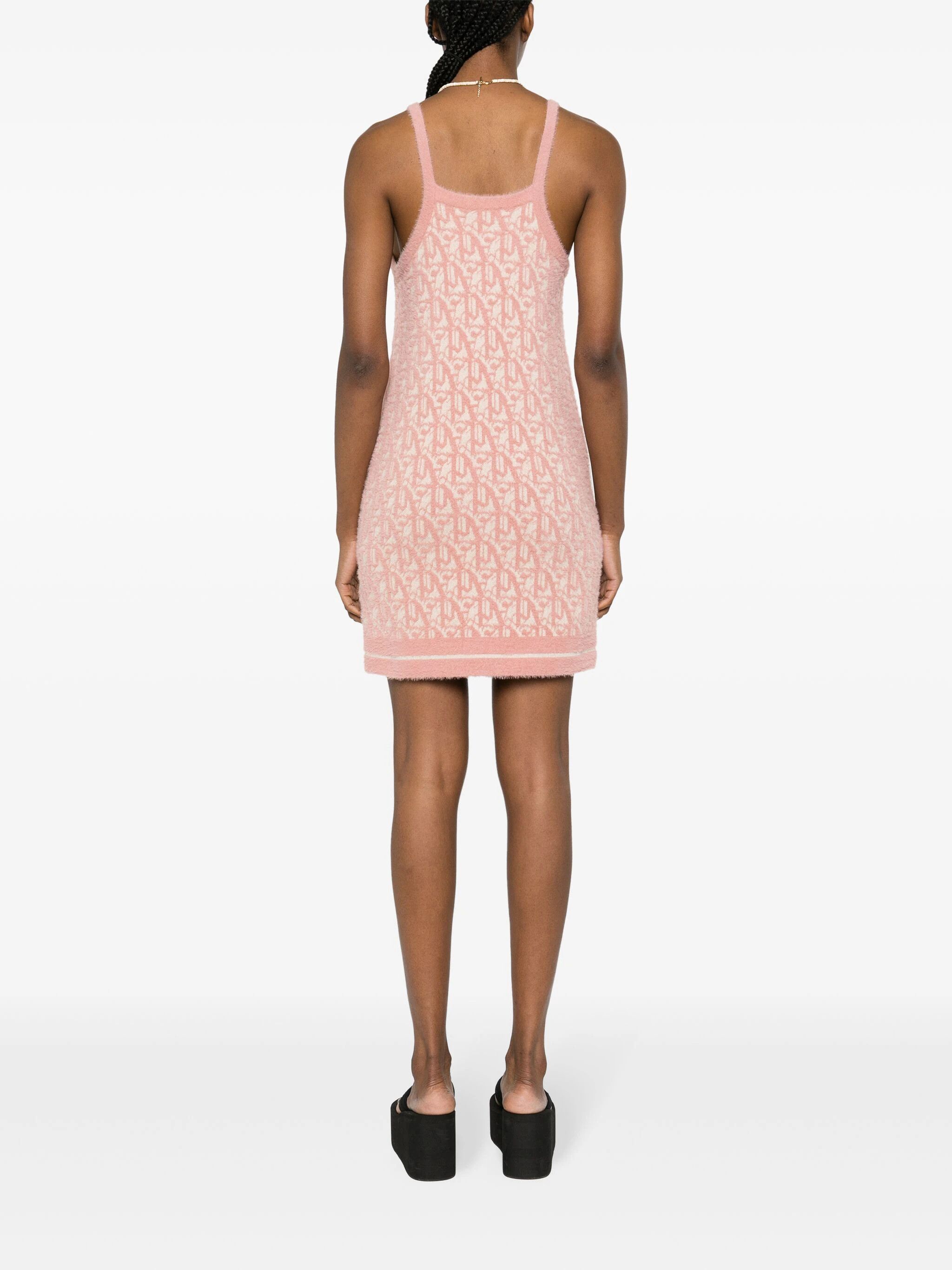 Palm Angels o1s22i1n0824 Monogram Knitted Mini Dress in Pink Size M / US 6-8 / IT 42-44 - 4 Thumbnail