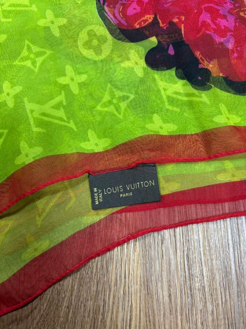 Louis Vuitton 2009 Stephen Sprouse Graffiti Rose Silk Scarf Monogram Logo Size ONE SIZE - 4 Thumbnail