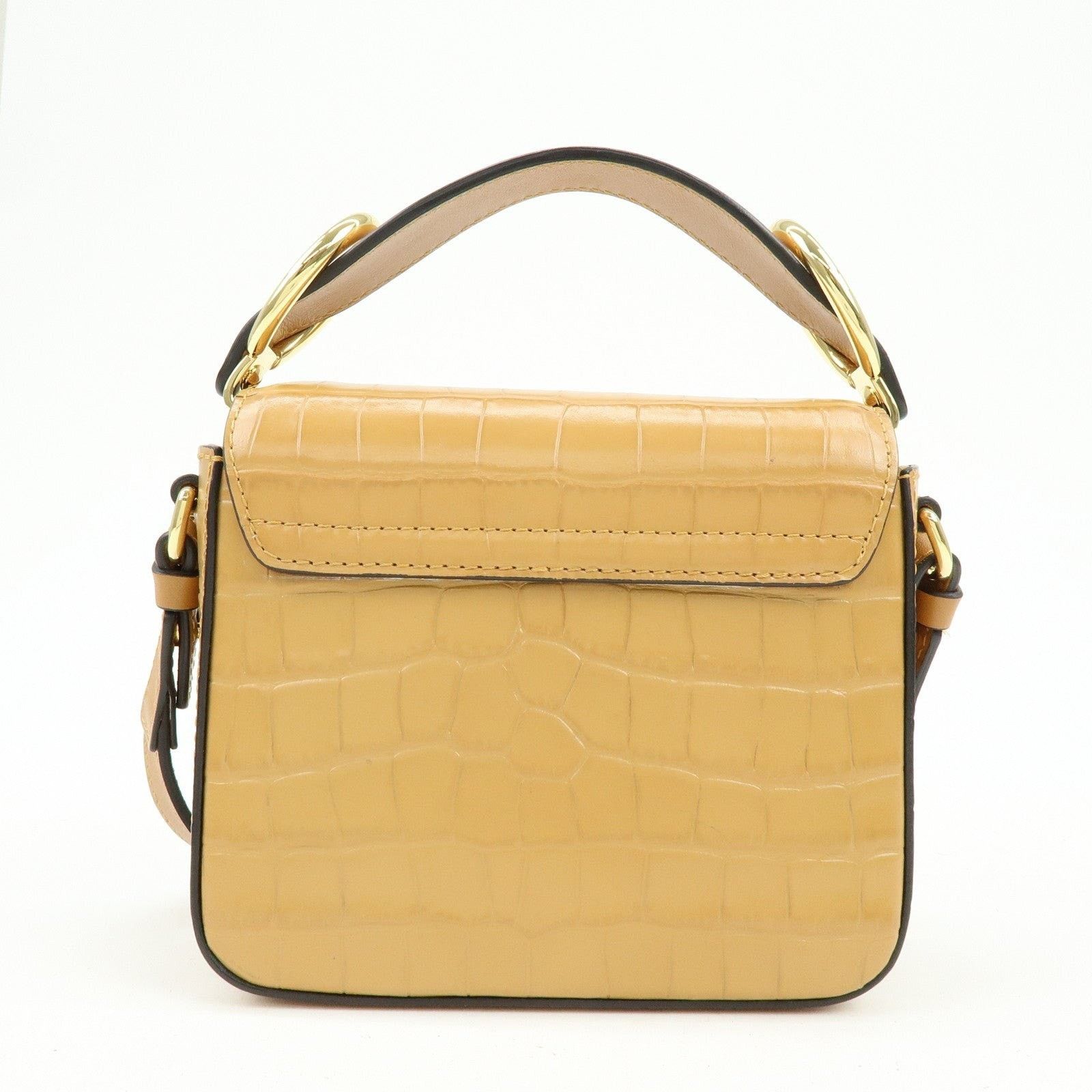 Chloe Chloe C Mini Croc-Embossed Leather Shoulder Bag Tan Size ONE SIZE - 2 Thumbnail