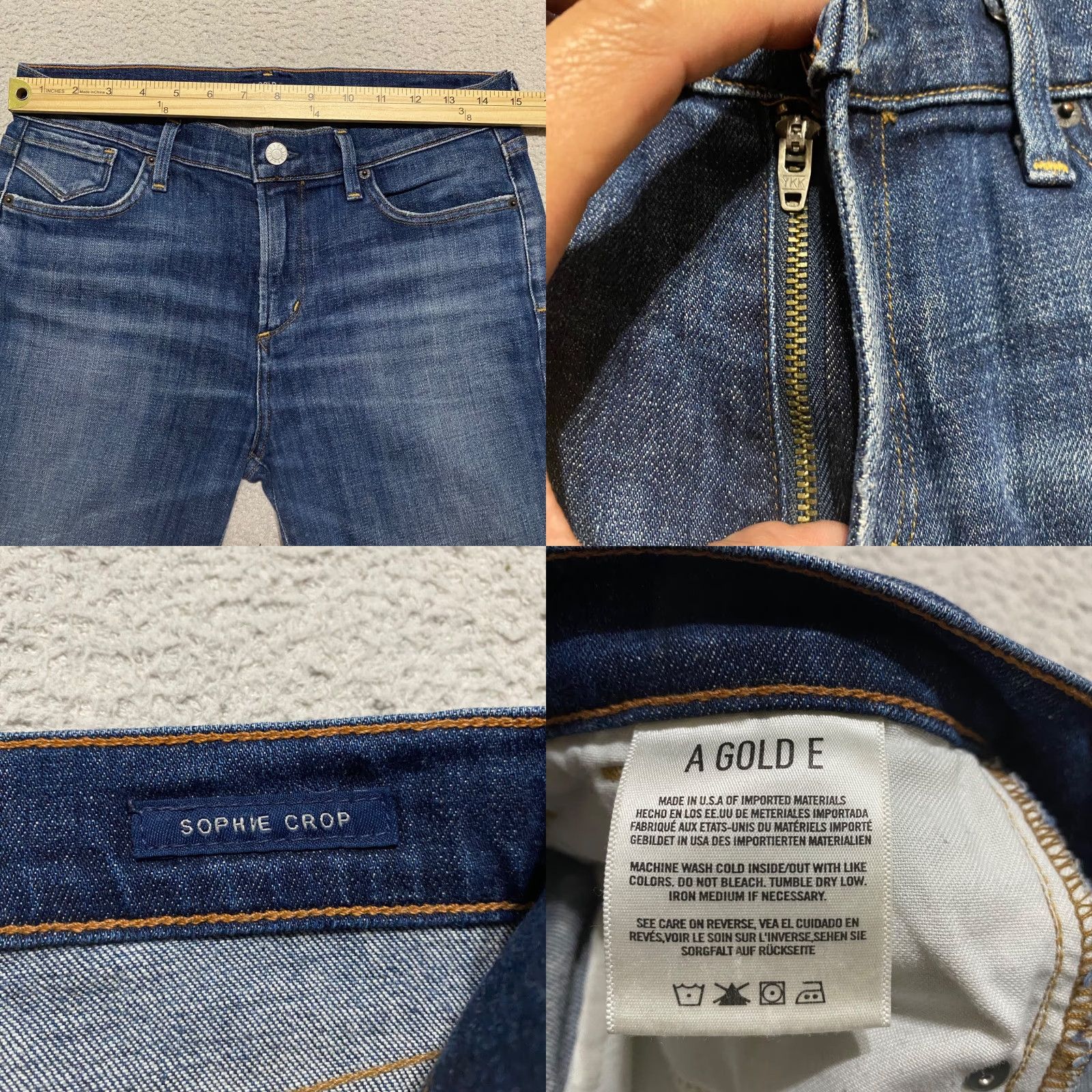 Agolde AGOLDE Jeans 5-Pocket Dark Wash Mid Rise Cropped Distressed blue denim Womens 28 size Size 28" / US 6 / IT 42 - 8 Thumbnail