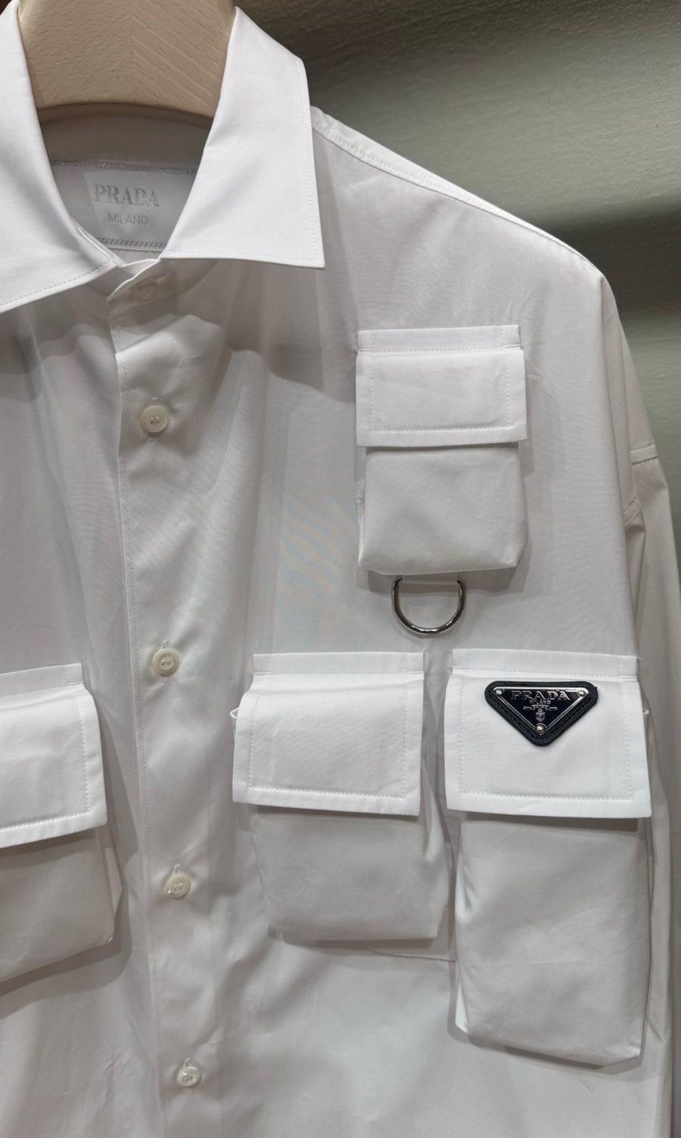 Prada Prada Black Re-Nylon Multi-Pocket Cargo Shirt White Size US XS / EU 42 / 0 - 2 Thumbnail