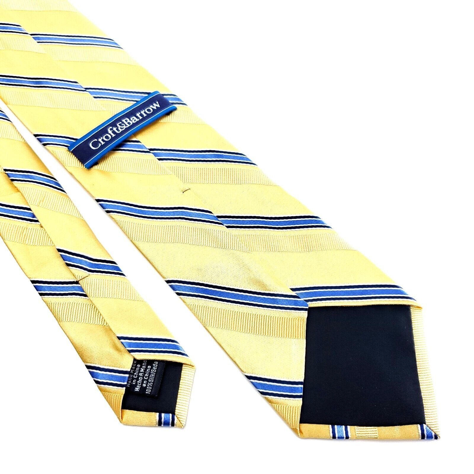 Croft & Barrow Croft Barrow Silk Tie Woven Yellow Blue Striped Size ONE SIZE - 5 Thumbnail