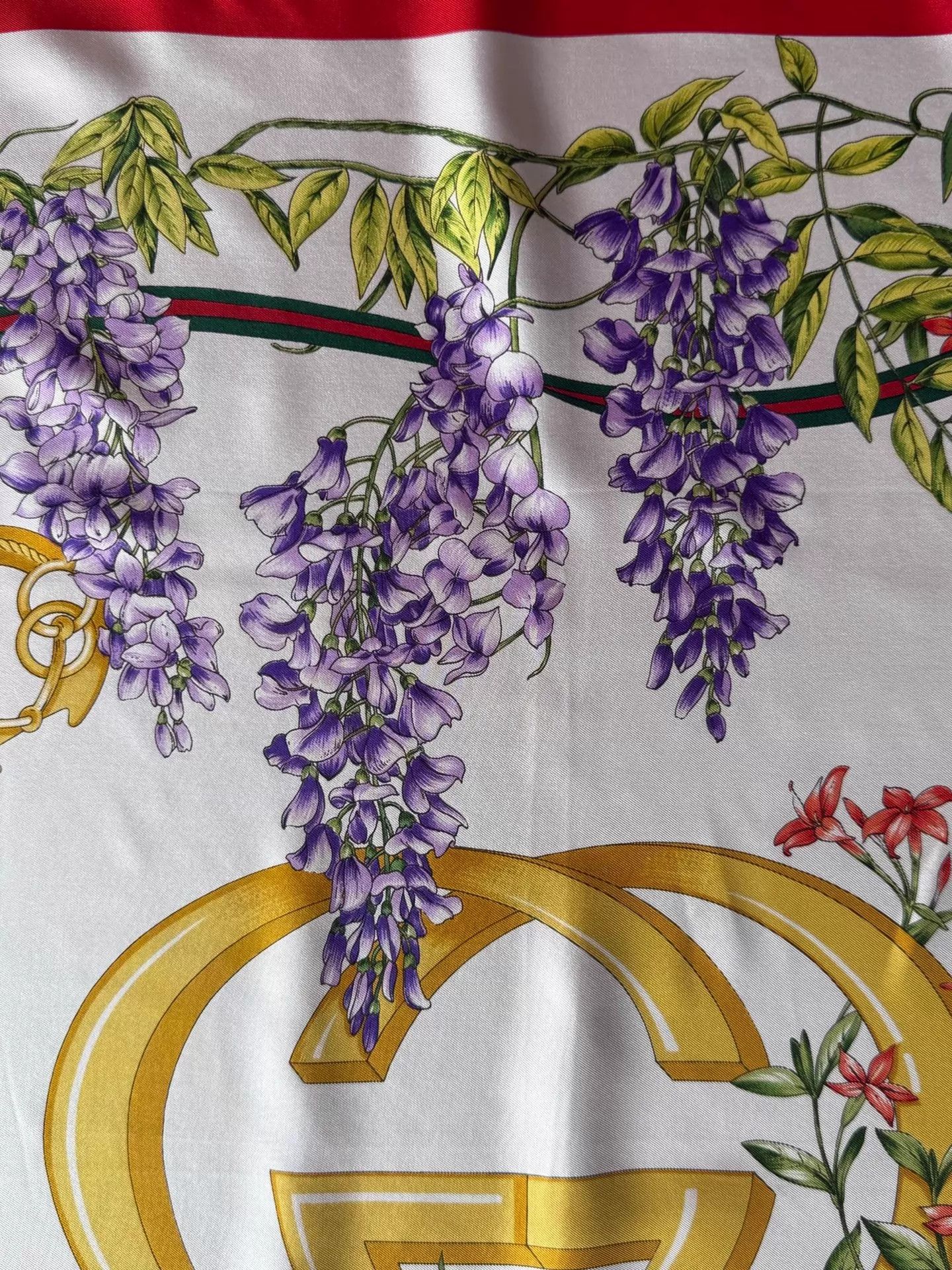 Gucci Gucci Vintage GG Floral 90cm Scarf Golden Double G Size ONE SIZE - 9 Thumbnail