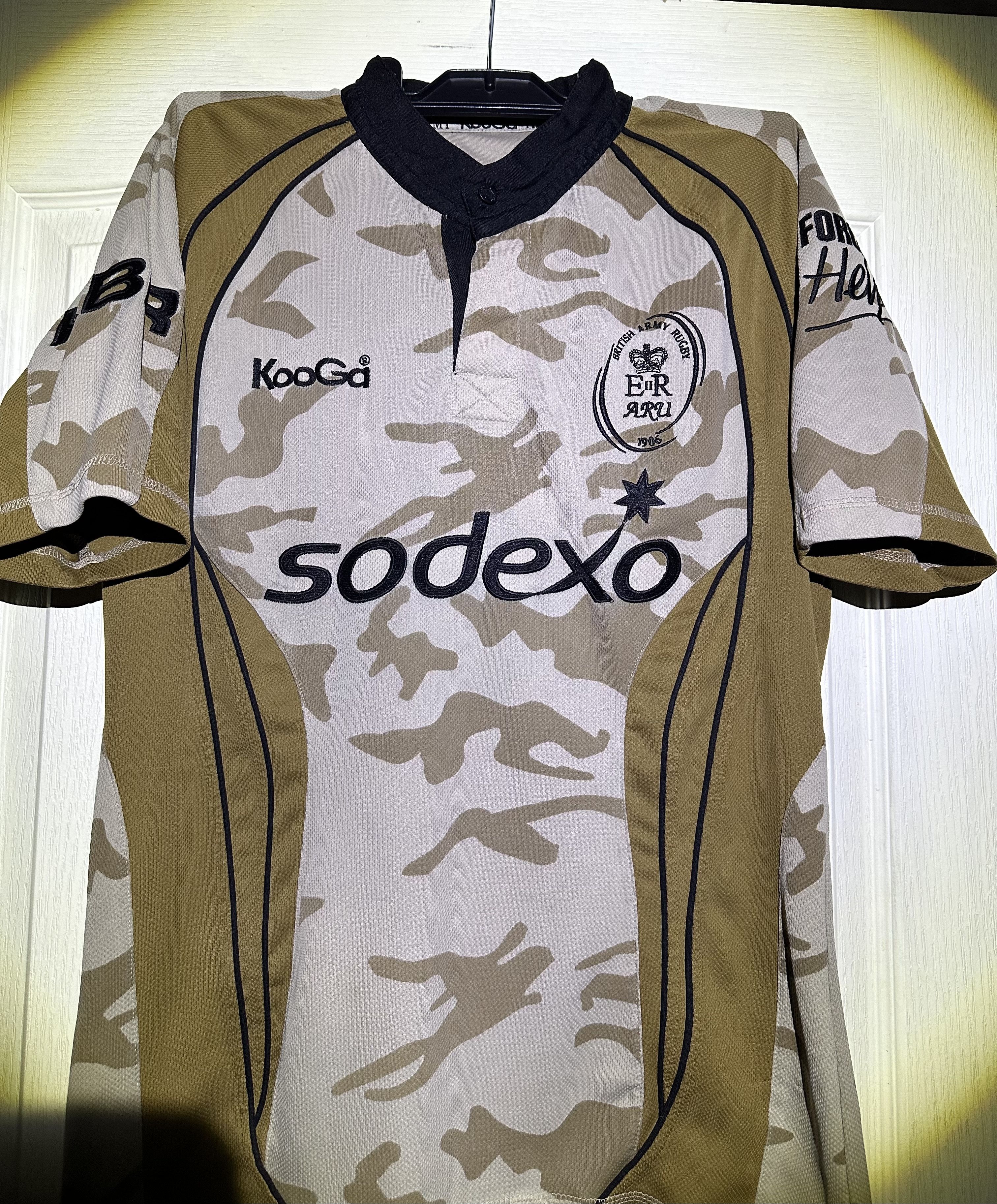 Vintage Kooga British Army Camouflage Short Sleeve Rugby Size US L / EU 52-54 / 3 - 3 Thumbnail
