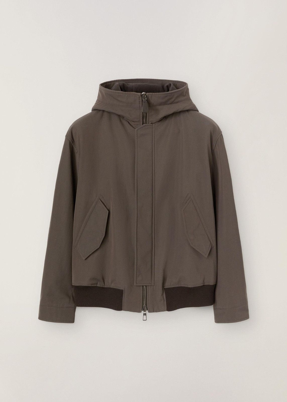 image of Loro Piana O1Loc1C0124 Hooded Bomber Jacket In Brown, Men's (Size Large)