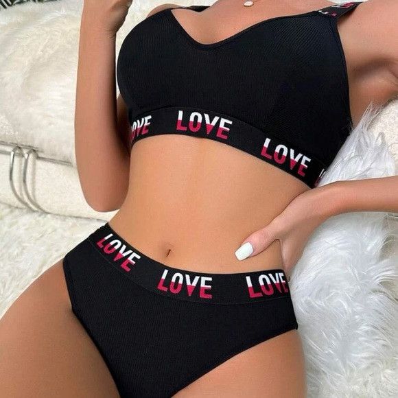 Other Letter Tape Panel Bra & Pantie Set Size S / US 4 / IT 40 - 2 Thumbnail