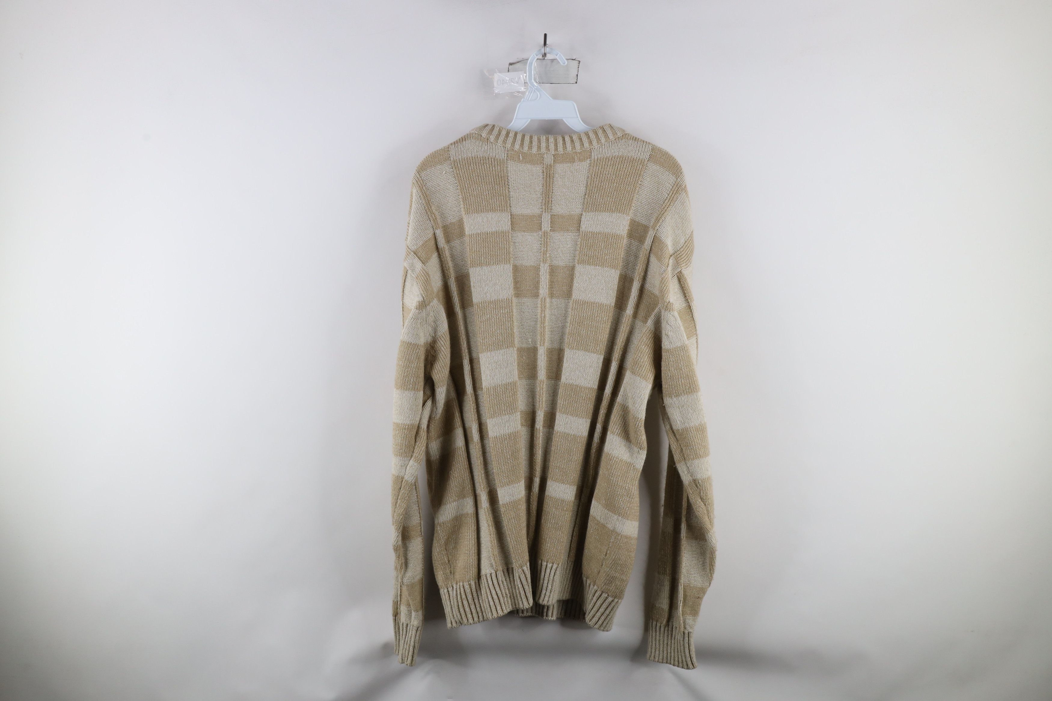 Vintage Vintage 90s Streetwear Ribbed Knit Crewneck Sweater Beige Size US XL / EU 56 / 4 - 8 Thumbnail