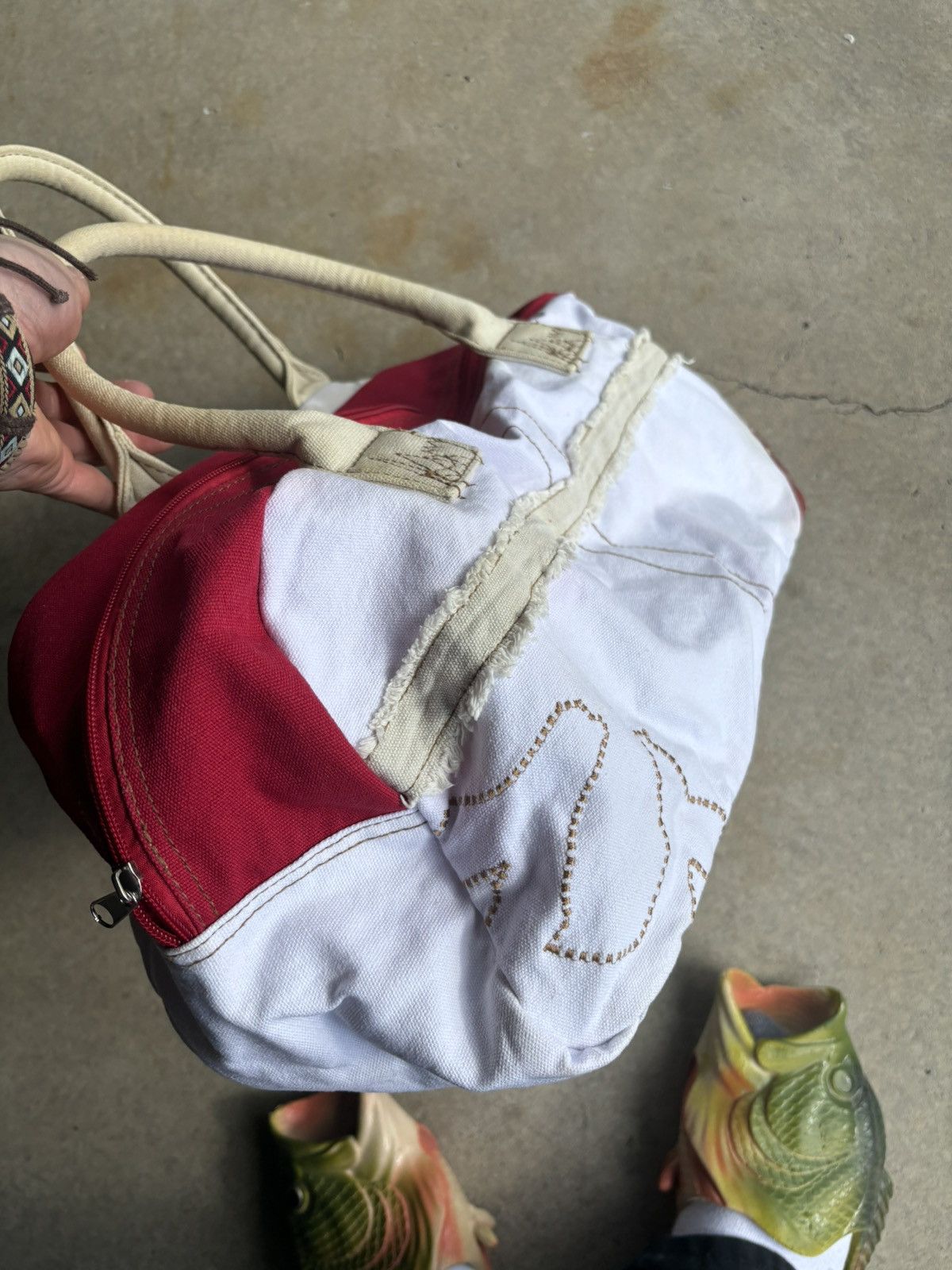 True Religion Crazy True Religion Faded Red And White Distressed Purse Size ONE SIZE - 6 Thumbnail