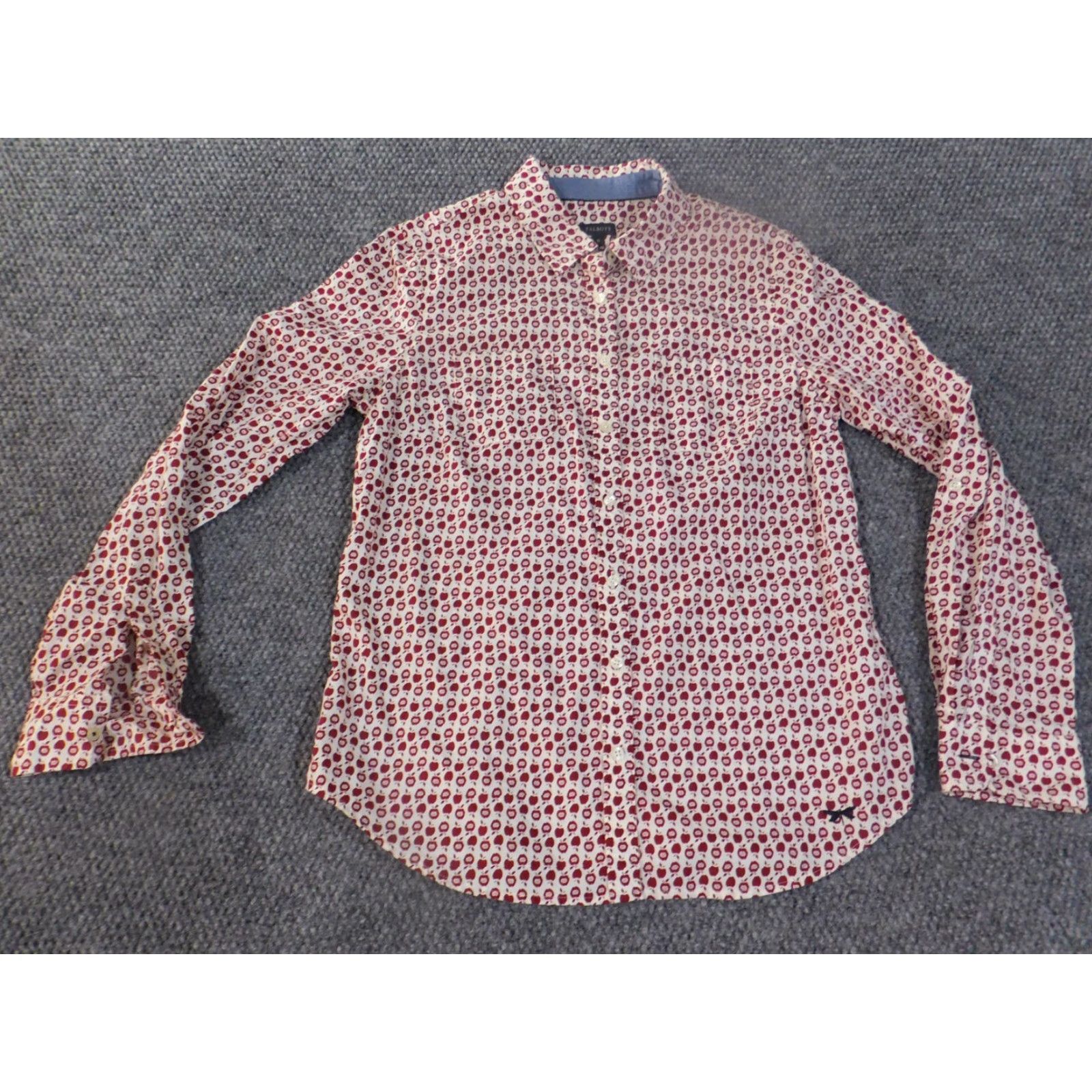 Talbots Talbots Button-Up Shirt Women 10 Red Casual Logo Crew Neck Cotton Rayon Long Sleeve Regular Stretch Classic Vintage: No Size L / US 10 / IT 46 - 3 Thumbnail