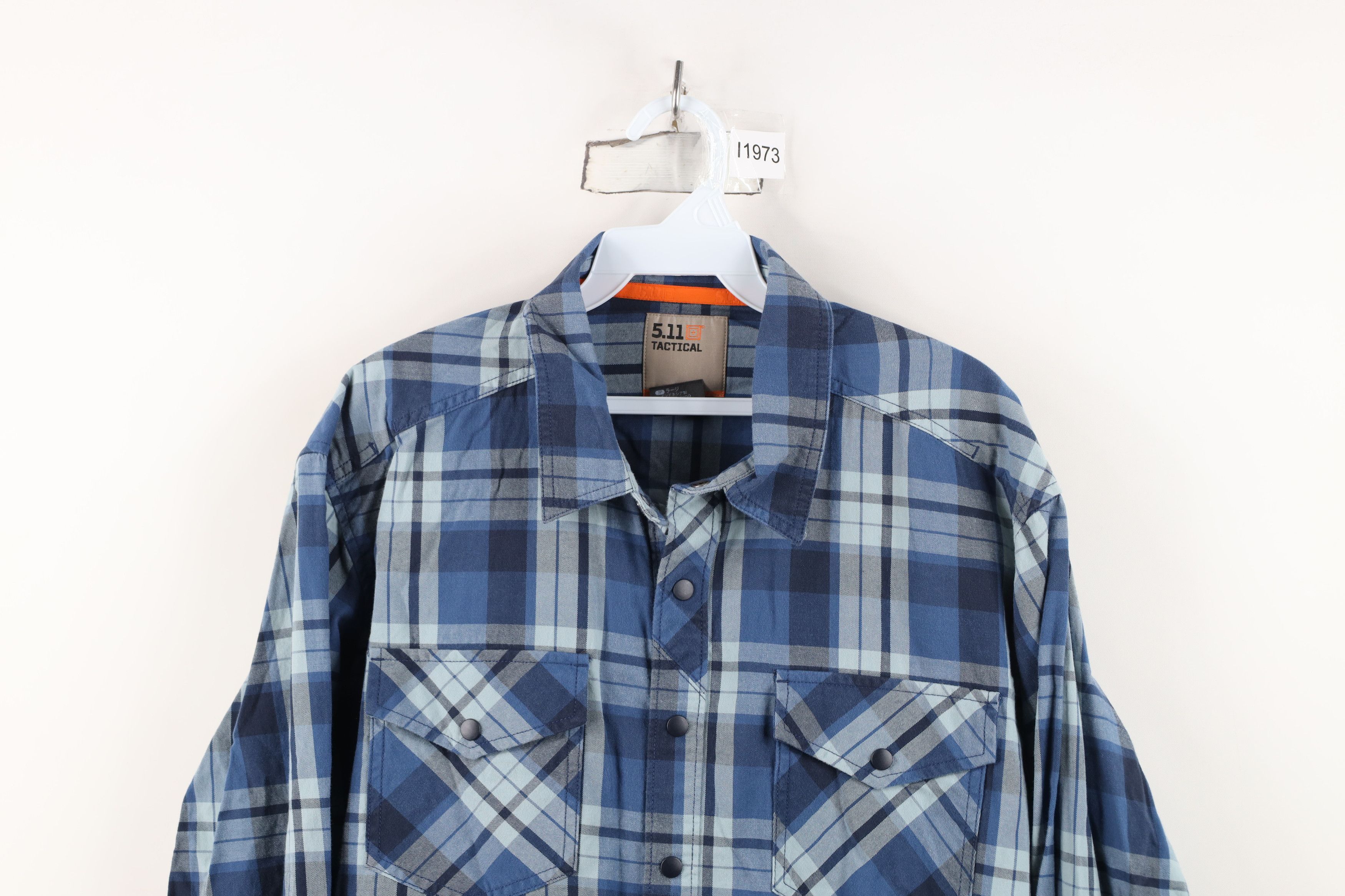 Vintage 5.11 Tactical Series Flannel Snap Button Shirt Plaid Blue Size US L / EU 52-54 / 3 - 2 Thumbnail