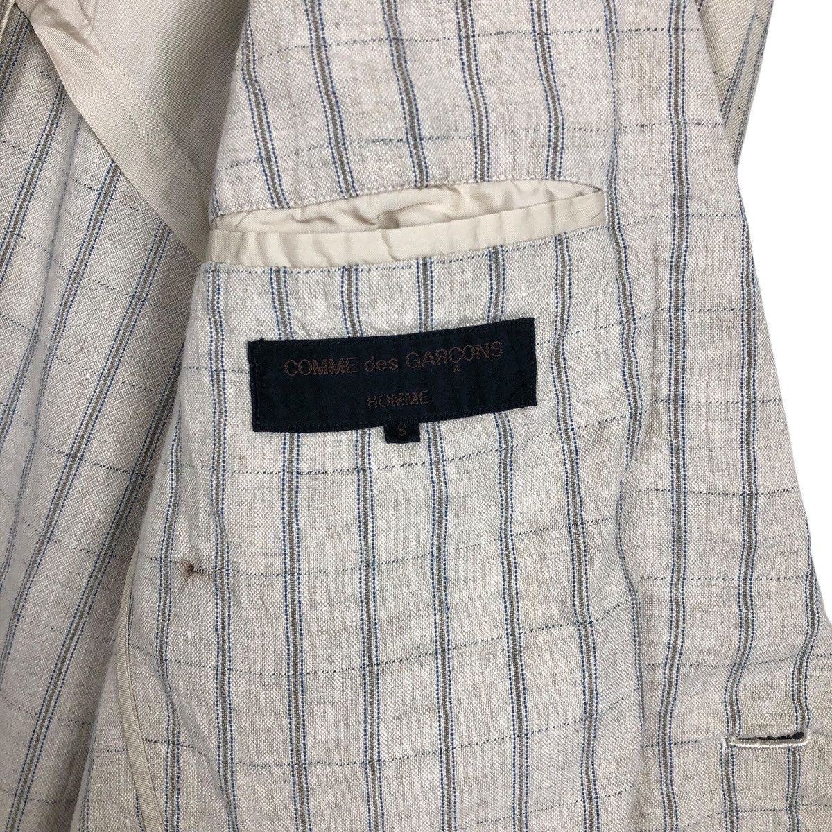 Comme des Garcons Homme Vintage Comme Des Garcons Homme S/S 1991 Linen Plaid Blazer Size US S / EU 44-46 / 1 - 8 Thumbnail