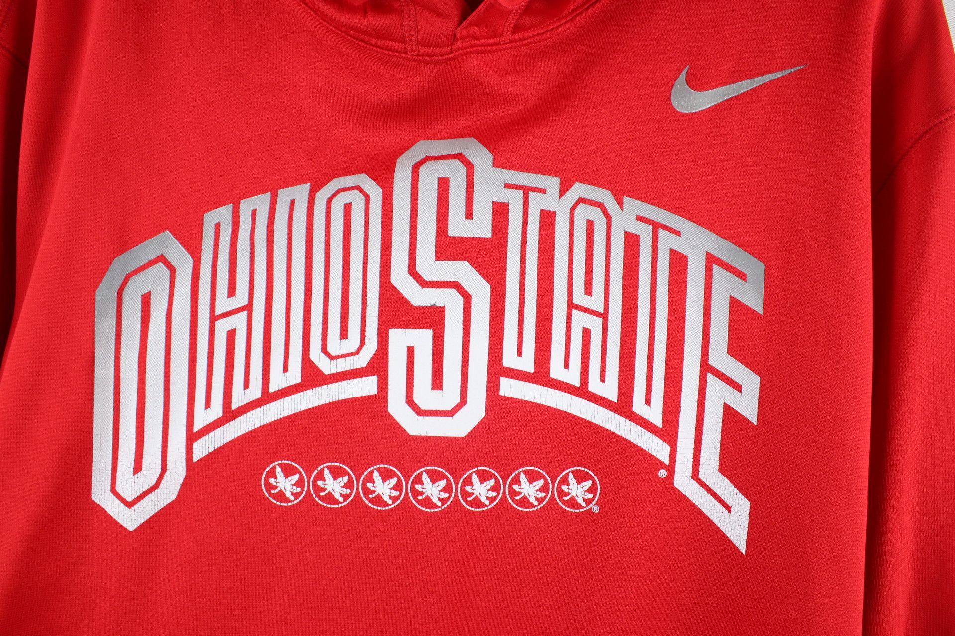 Nike Nike Distressed Spell Out Ohio State University Hoodie Red Size US L / EU 52-54 / 3 - 4 Thumbnail
