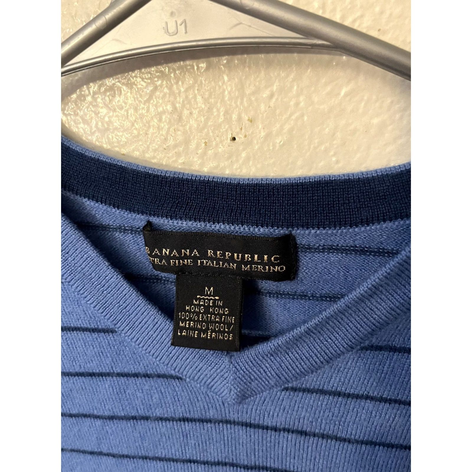 Banana Republic Banana Republic Sweater Mens M Blue Striped Crew Neck Wool Knit Pullover Regular Size Type Casual Travel Fall Winter Season Mens Size US M / EU 48-50 / 2 - 3 Thumbnail
