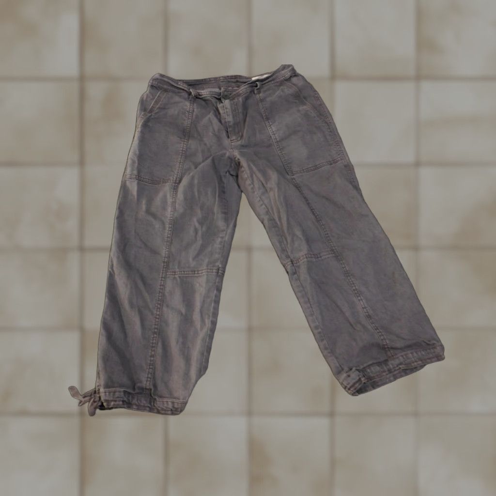 Eileen Fisher Eileen Fisher Pants Womens 10 Gray Made in USA Cropped Tie Hem Stretch Organic Size 32" / US 10 / IT 46 - 1 Thumbnail