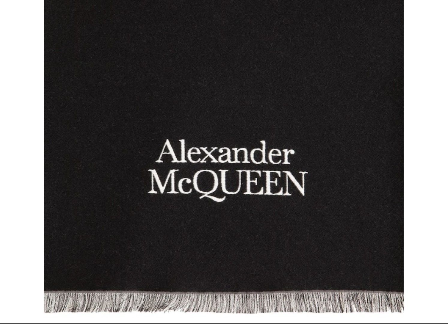Alexander McQueen Alexander McQueen Reversible Wool Scarf Black Ivory Italy Size ONE SIZE - 4 Thumbnail