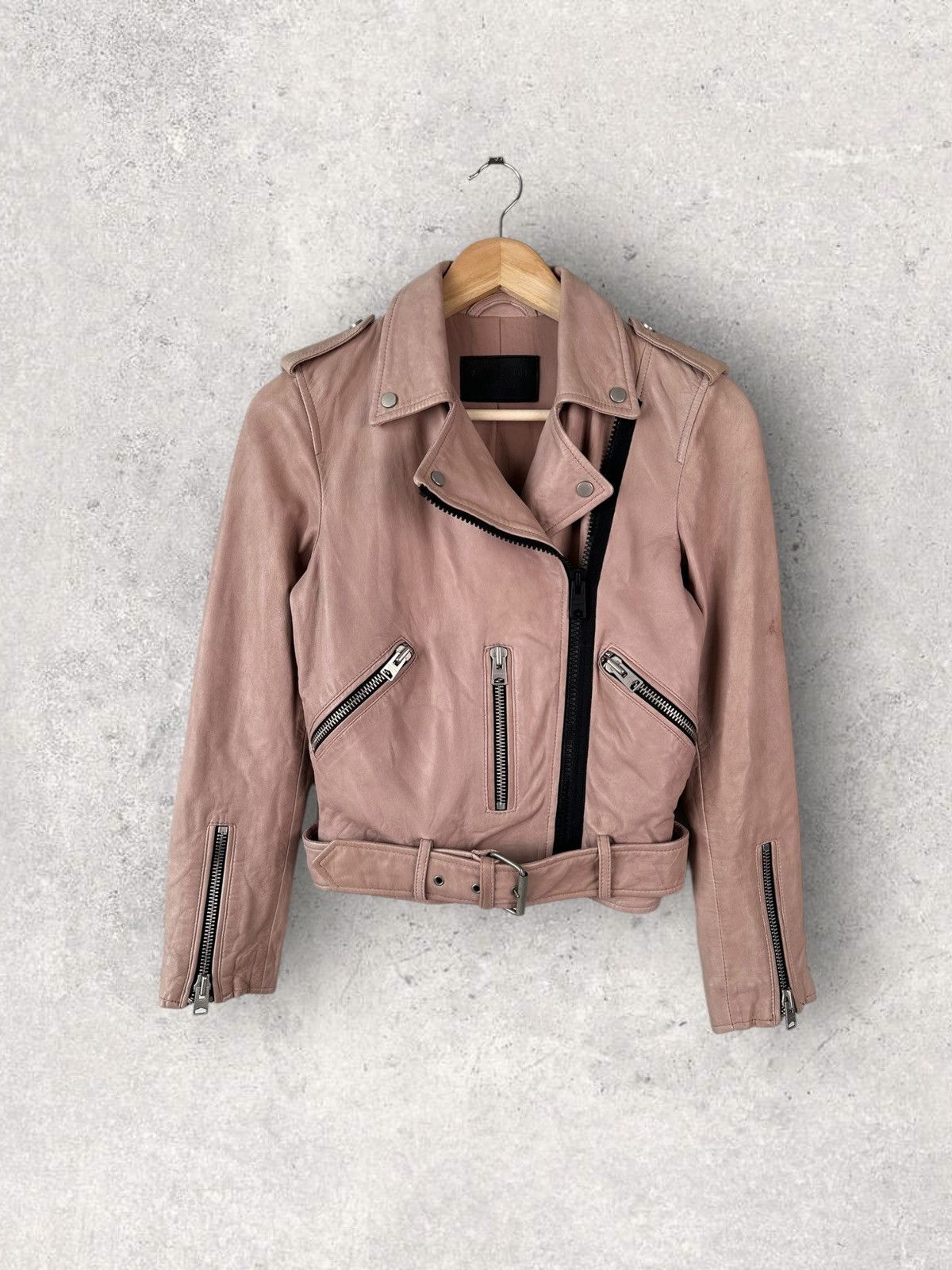 Allsaints AllSaints Wyatt Zip Biker Asymmetrical Leather Jacket Womens Size XS / US 0-2 / IT 36-38 - 1 Thumbnail