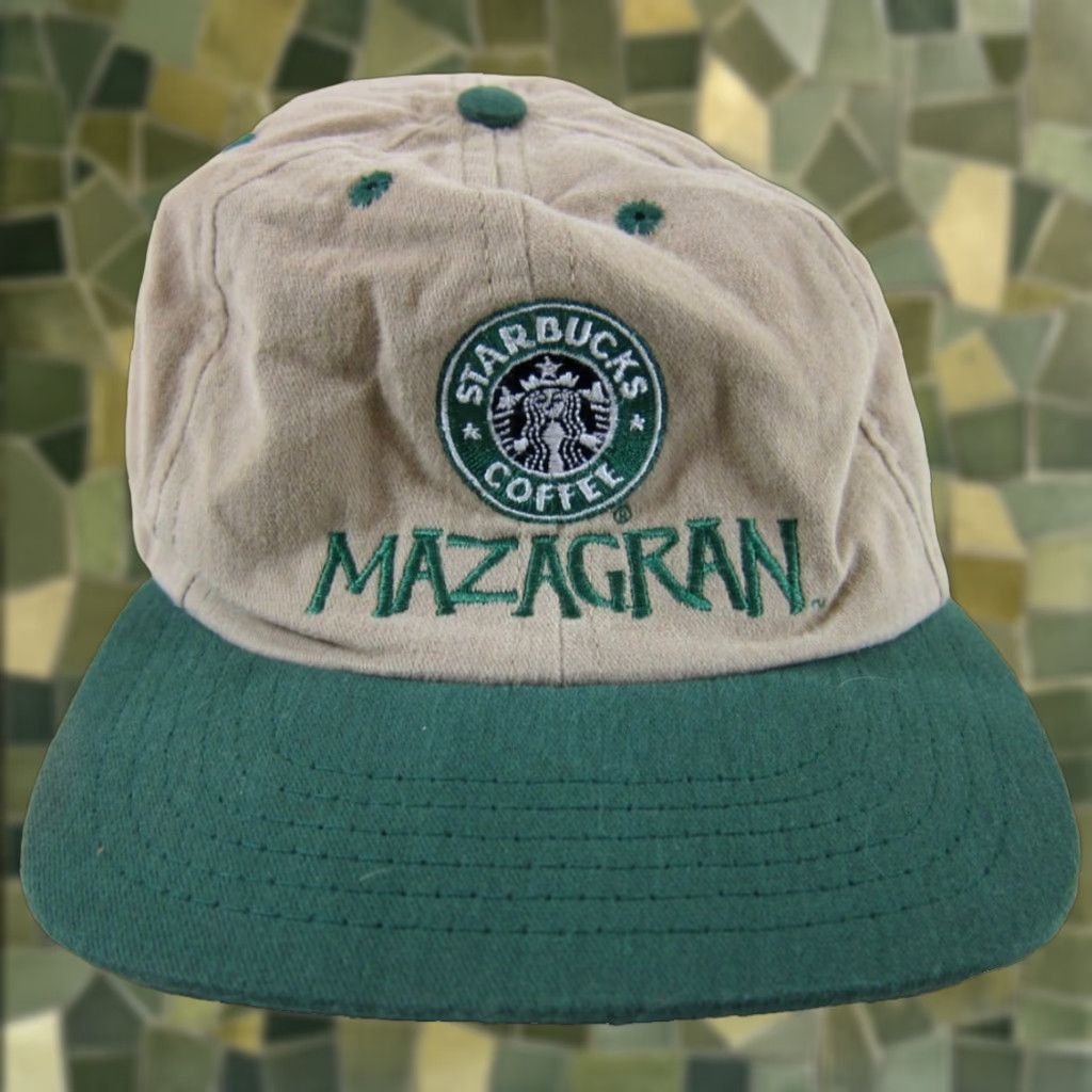 Vintage VINTAGE Starbucks Coffee Mazagran Brown Leather Strap Baseball Hat Size ONE SIZE - 1 Thumbnail