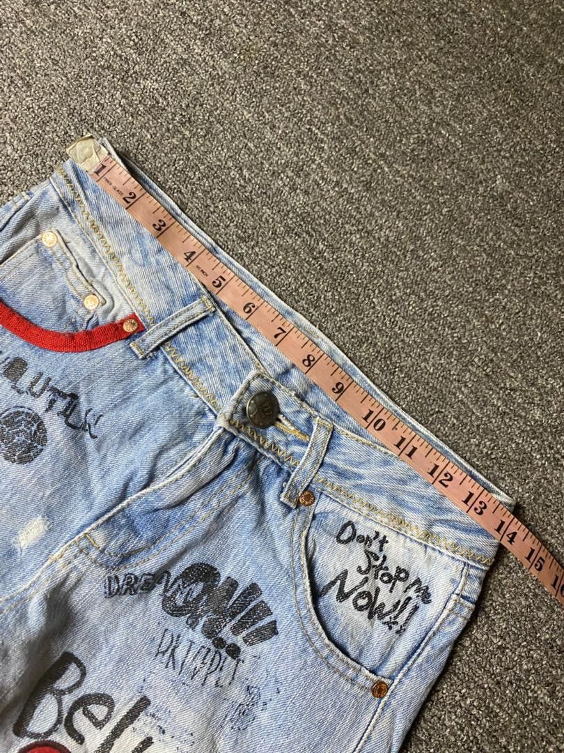 Japanese Brand Vintage Pink Latte Destroyed Embroidered Jeans (149) Size US 28 / EU 44 - 10 Thumbnail