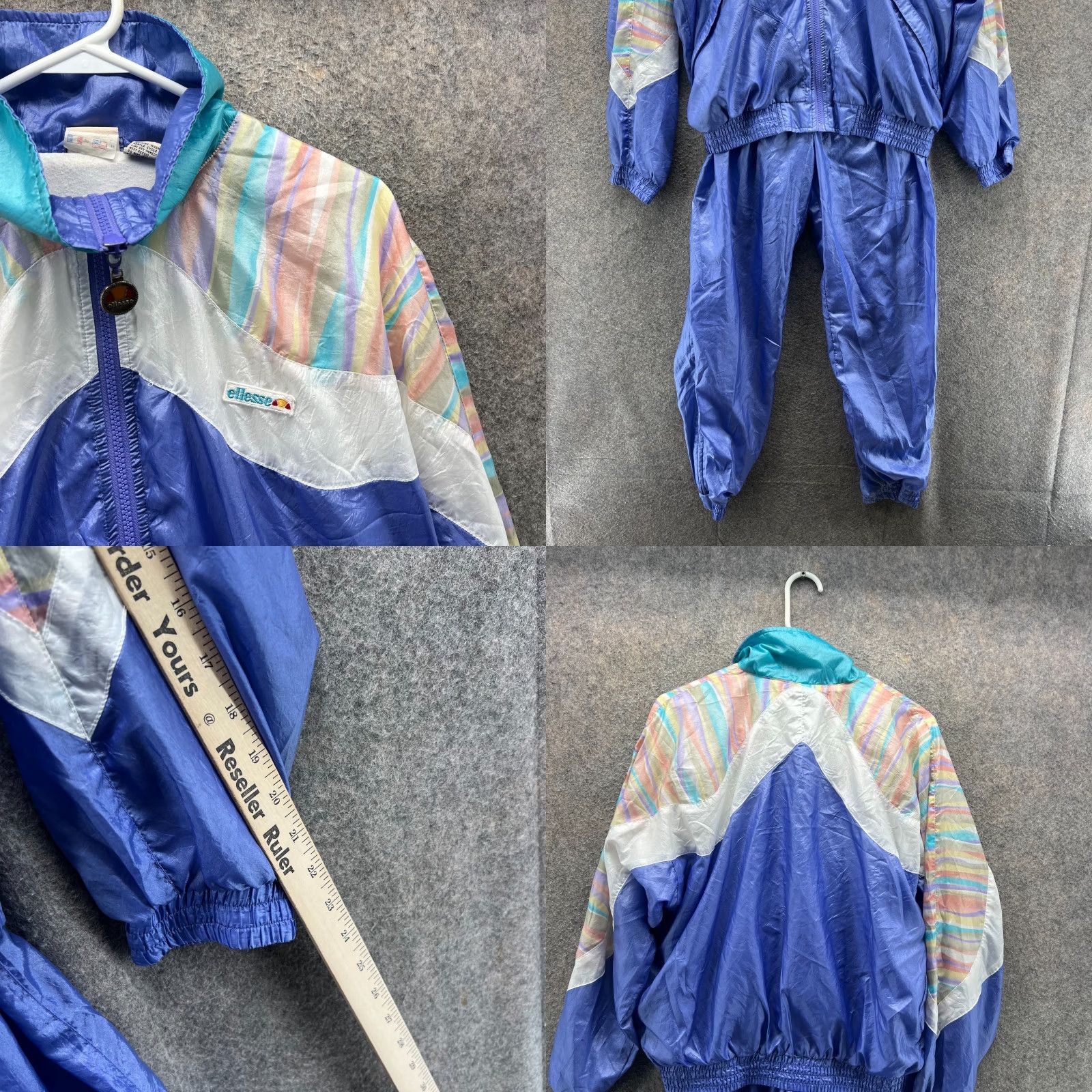 Ellesse VINTAGE Ellesse Tracksuit Women 1 Blue 90s 80s Nylon Windbreaker Zip Long Sleeve 2 Piece Regular Mens Womens Boys Girls Size XS / US 0-2 / IT 36-38 - 8 Thumbnail