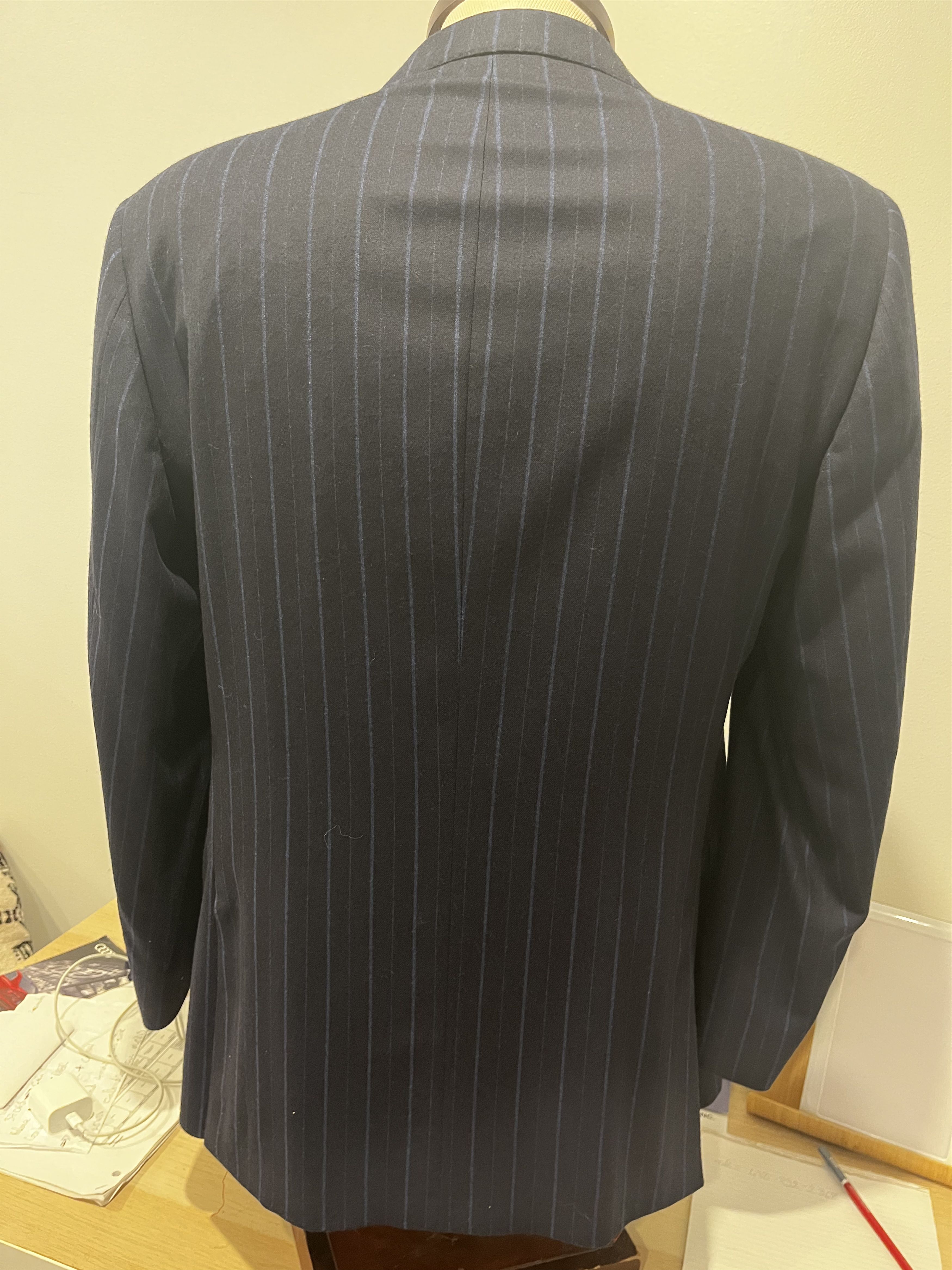 Samuelsohn Brand new Samuelsohn 2 piece luxury suit striped wool blue Size 42L - 6 Thumbnail